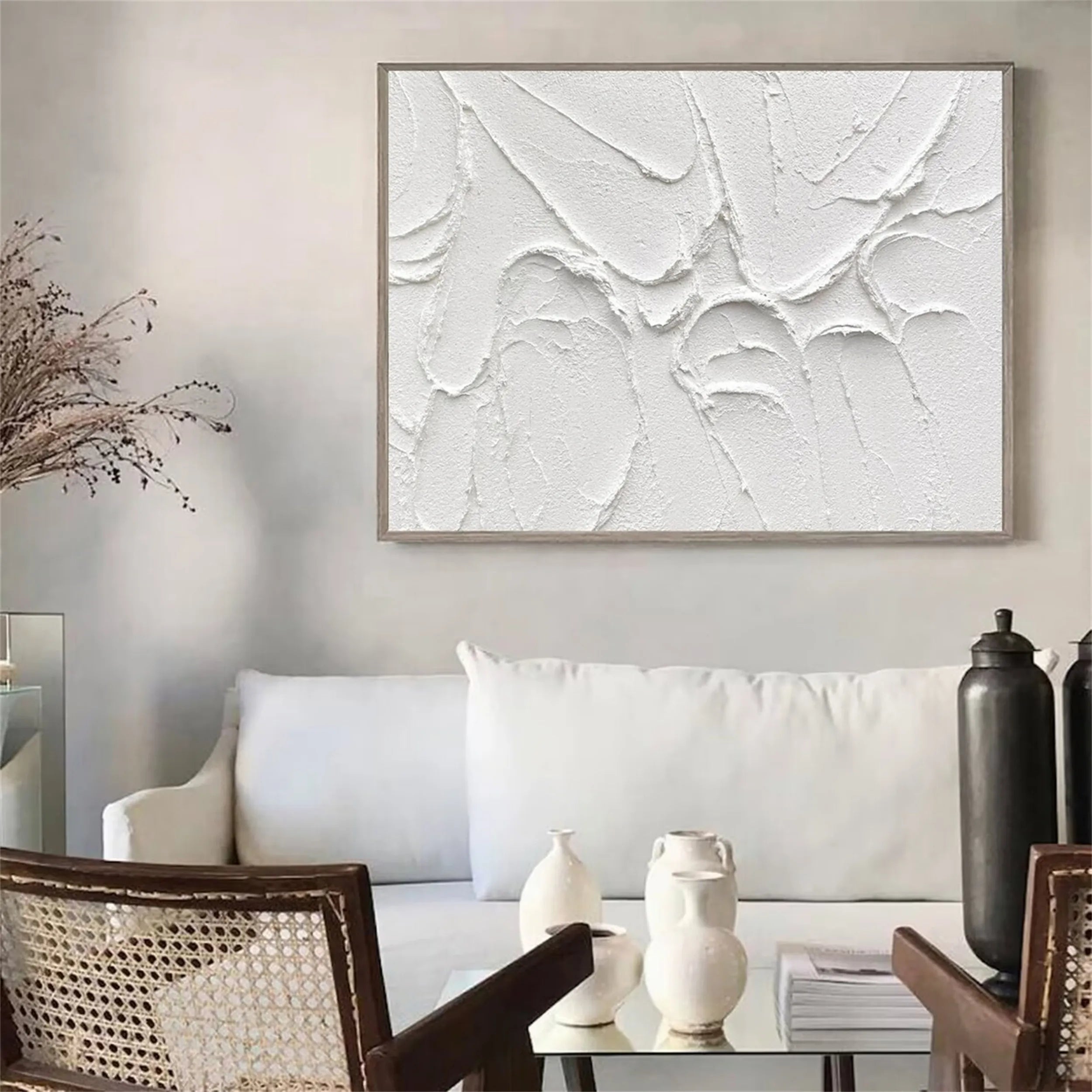White Minimalist Textured Painting Canvas #MM196
