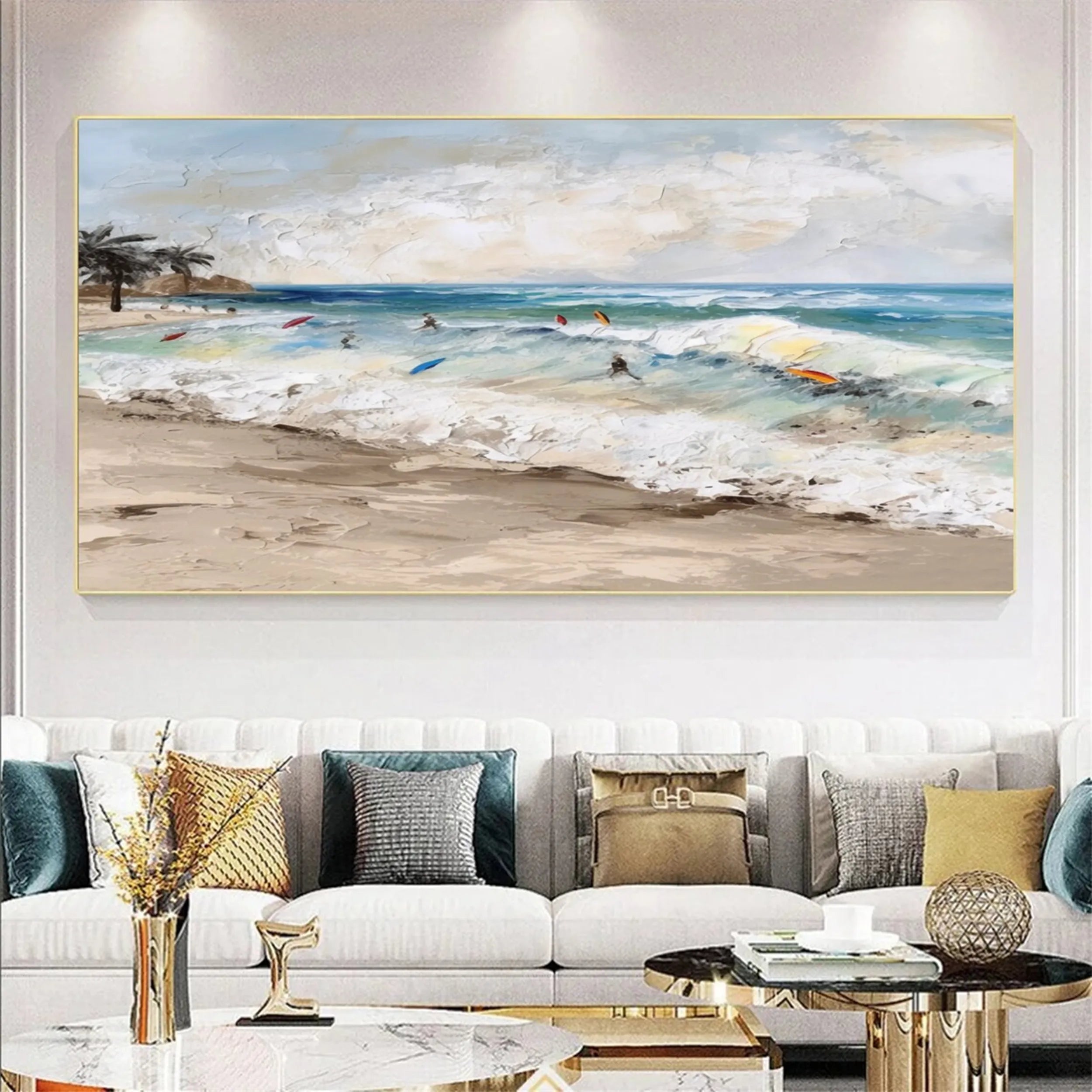 Seascape and Snowy Peak Painting #SP004