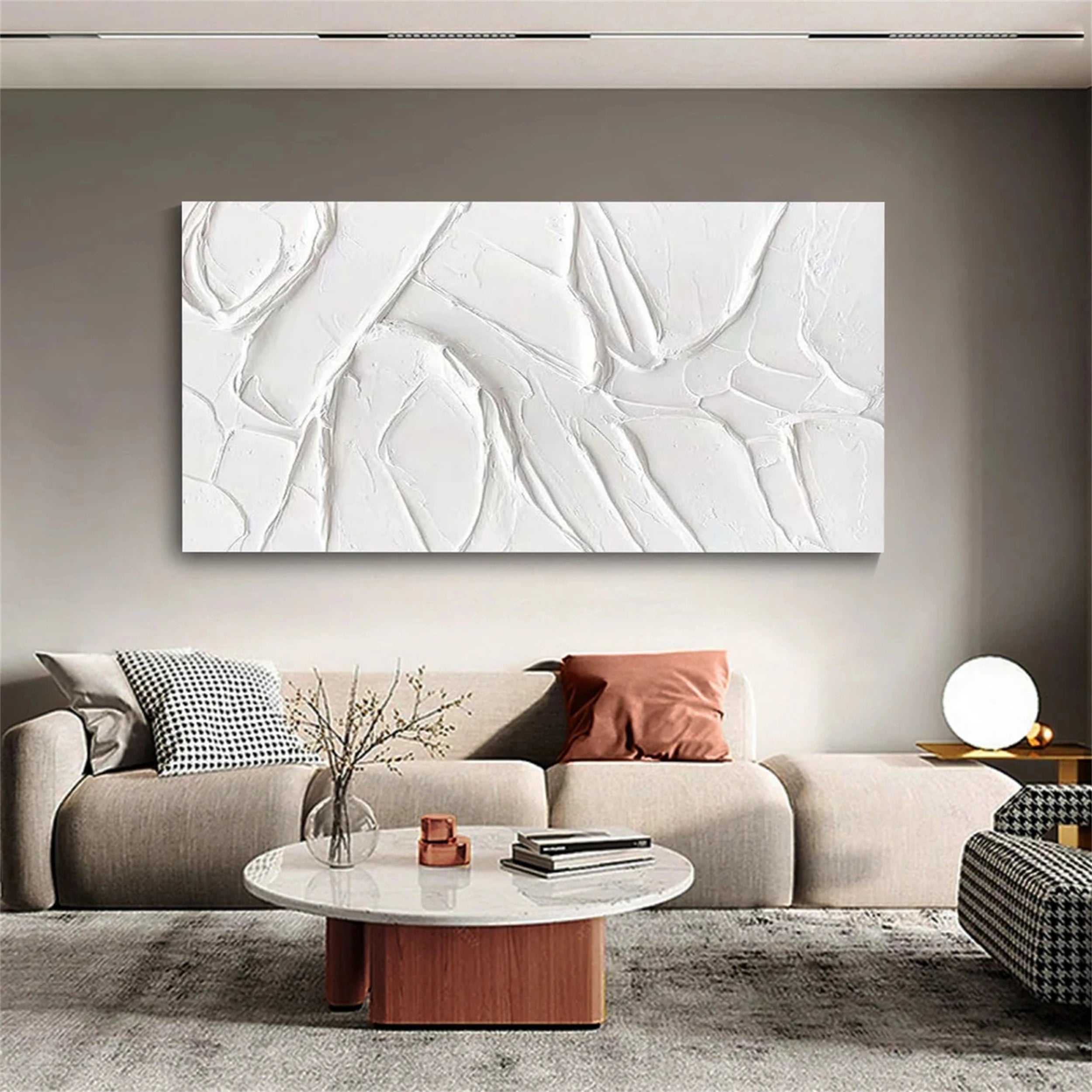 White Minimalist Textured Painting Canvas #MM104