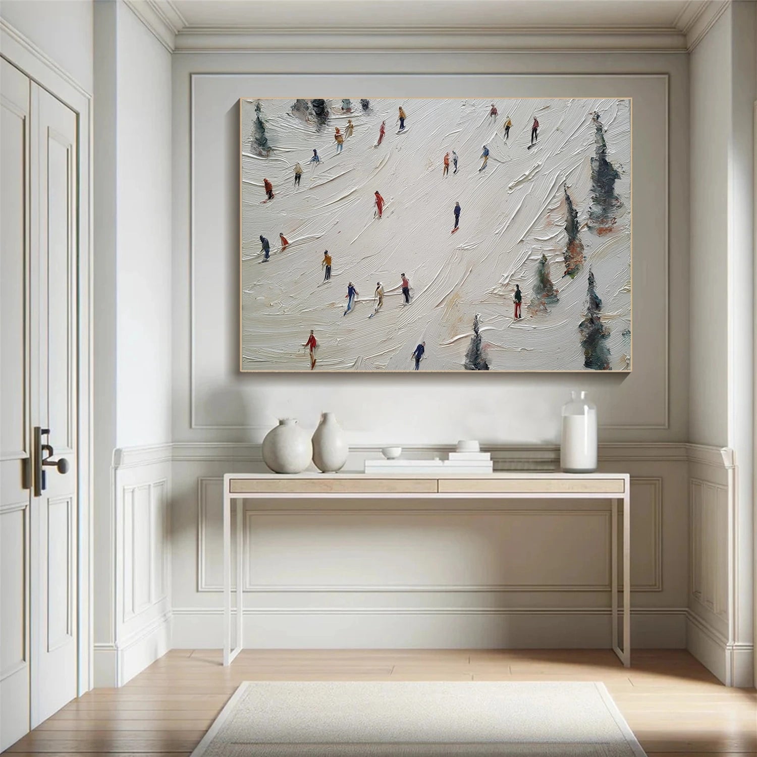 Skiing Sport Art Textured Painting Canvas # SA061