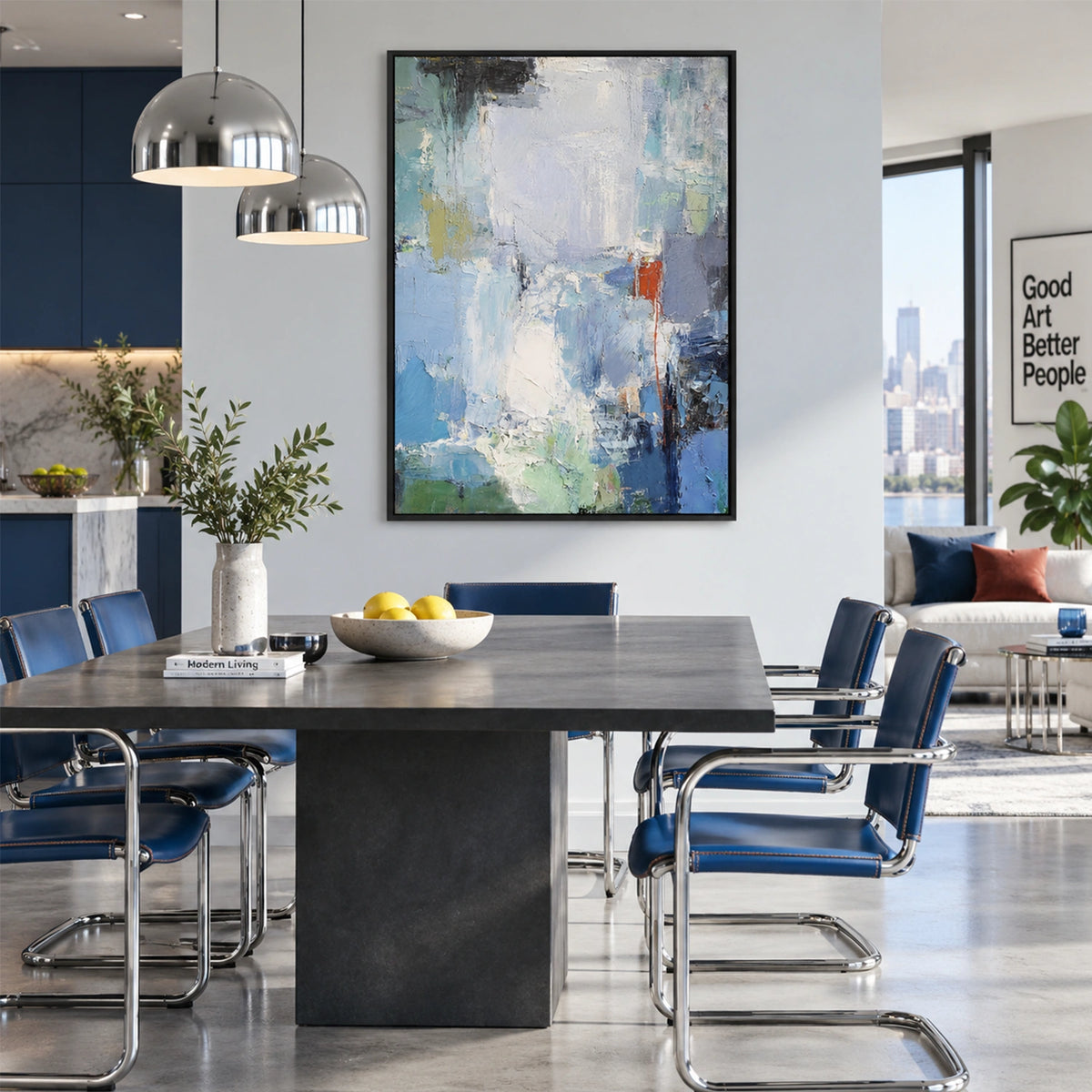Blue Abstract Wall Art #BG153