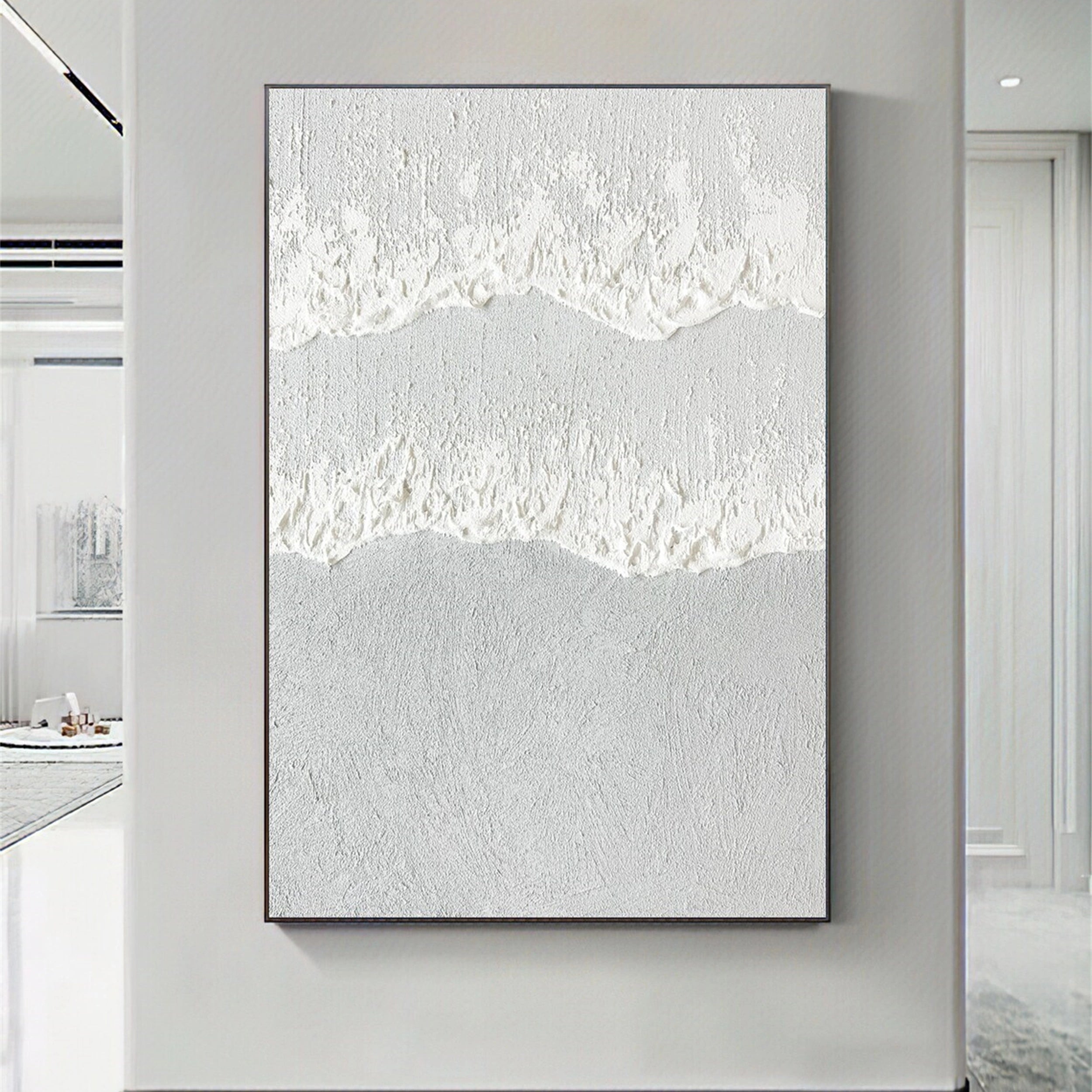 White Minimalist Textured Painting Canvas #MM129