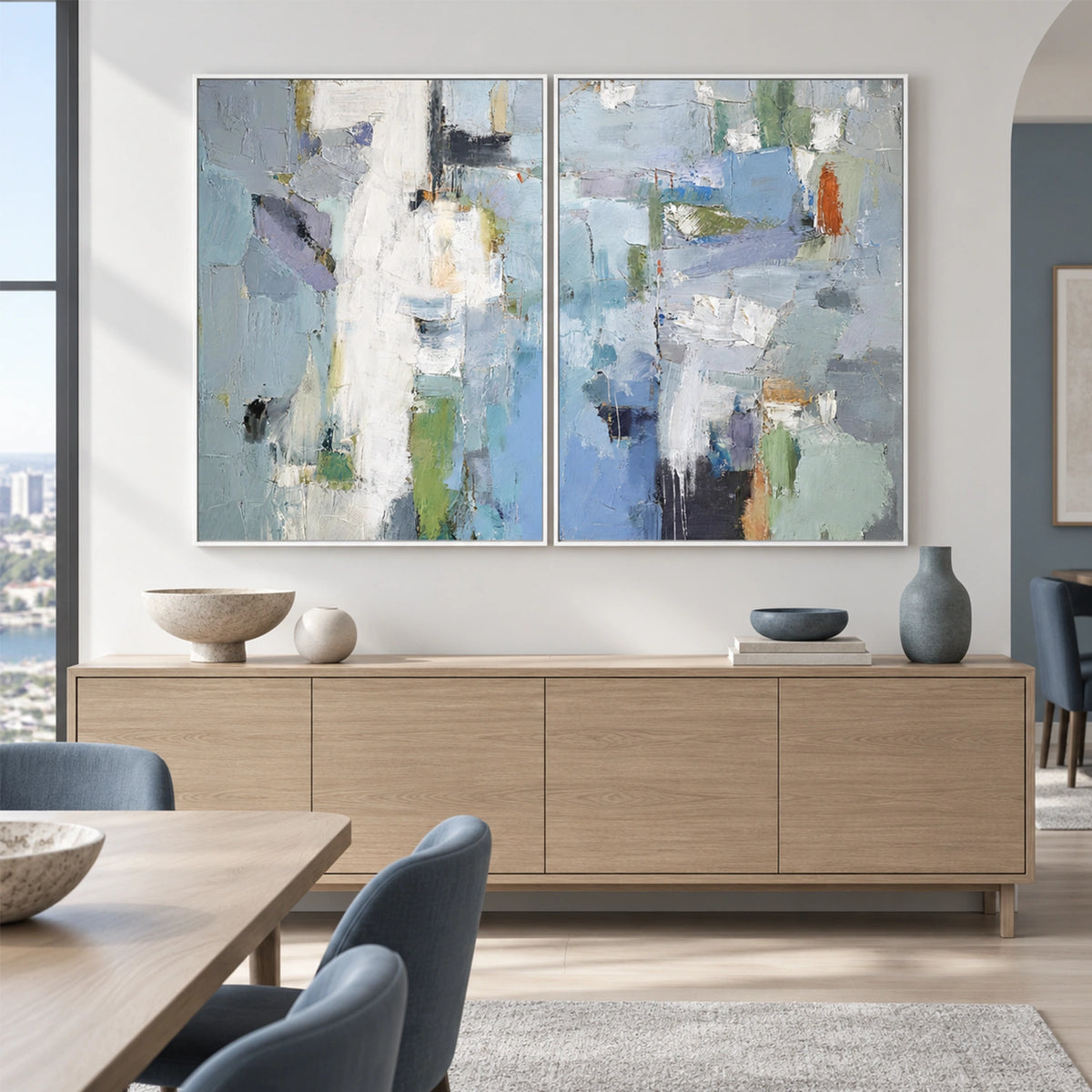 Blue Abstract Wall Art Set of 2 #BG155