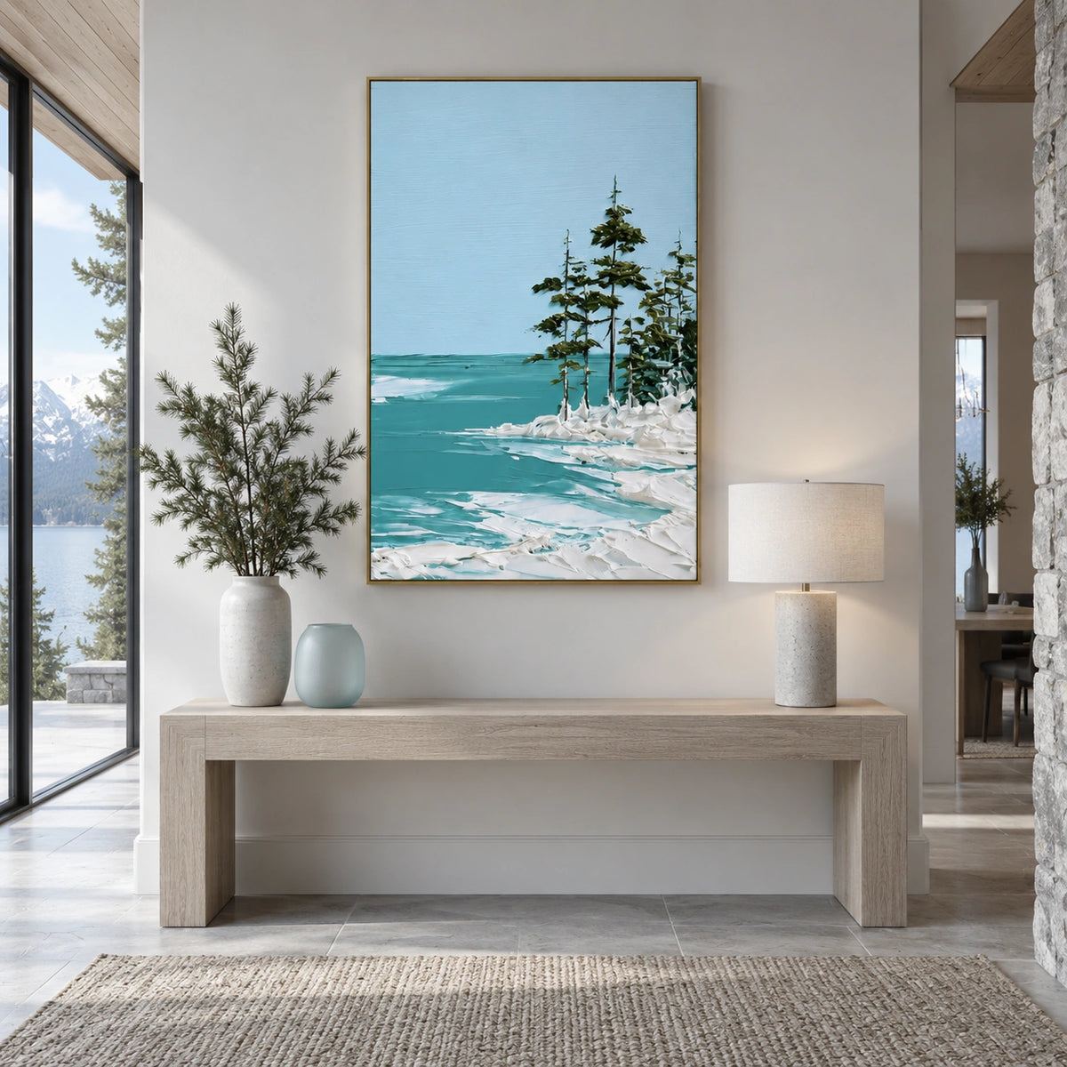 Ocean And Sky Abstract Canvas Art #OS472