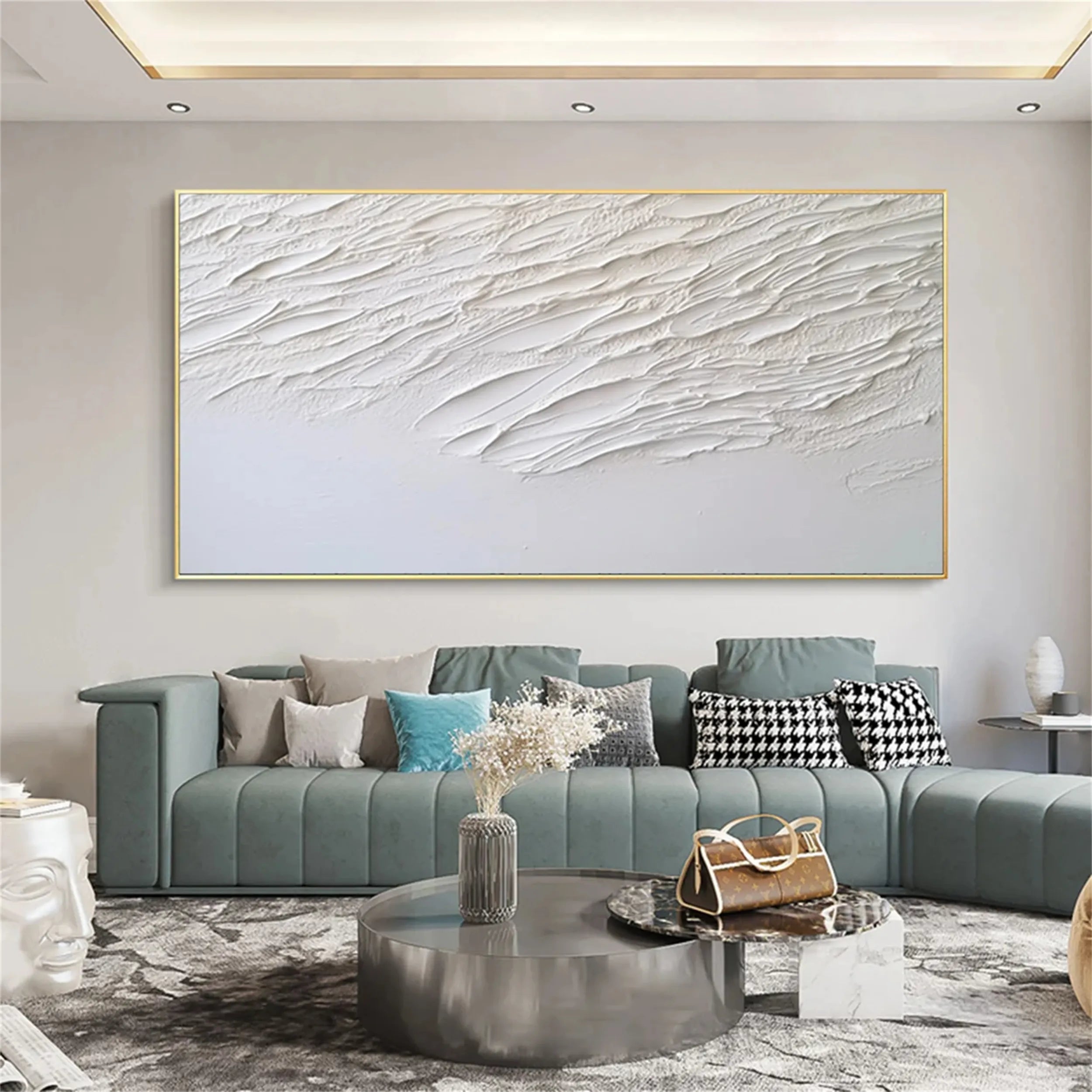 White Minimalist Textured Painting Canvas #MM165