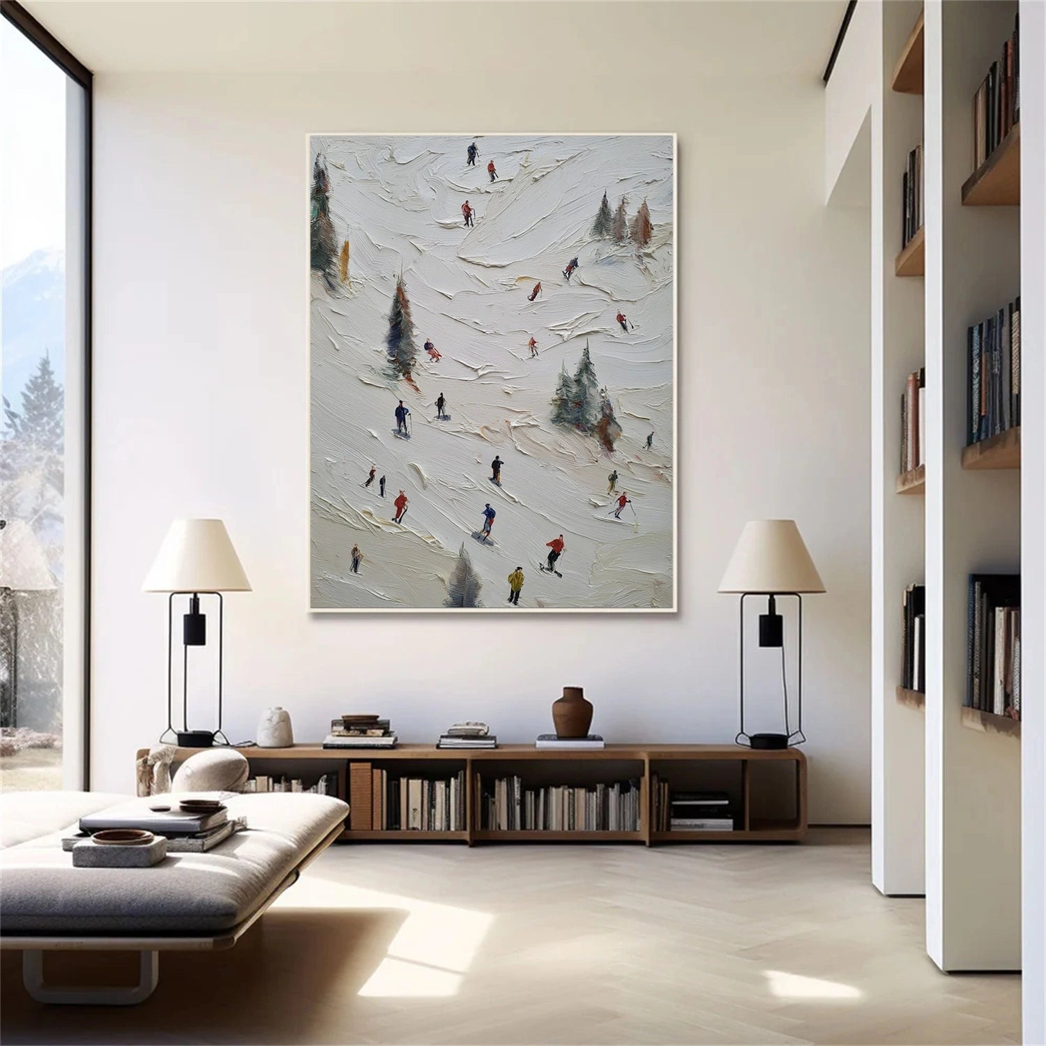 Skiing Sport Art Textured Painting Canvas # SA060