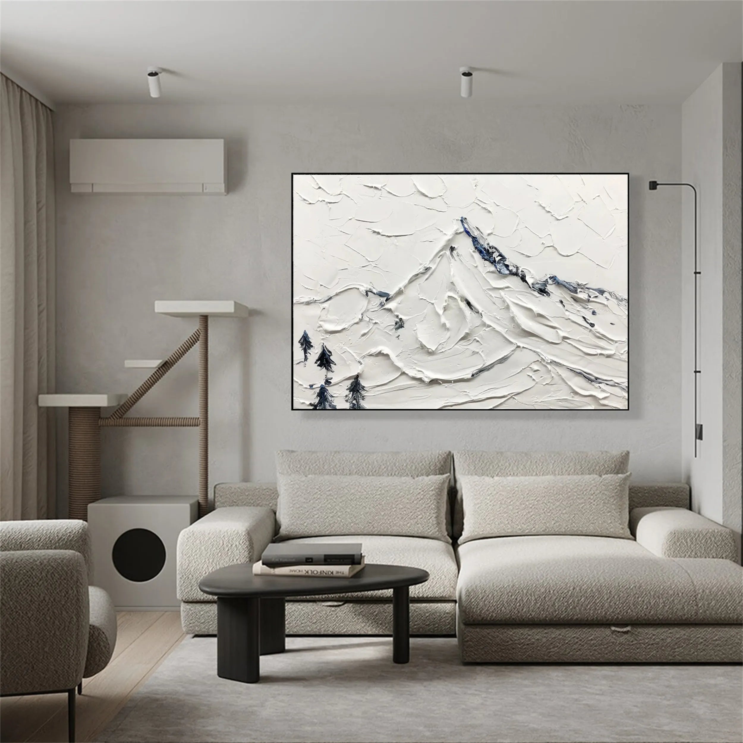 White Minimalist Textured Painting Canvas #MM236