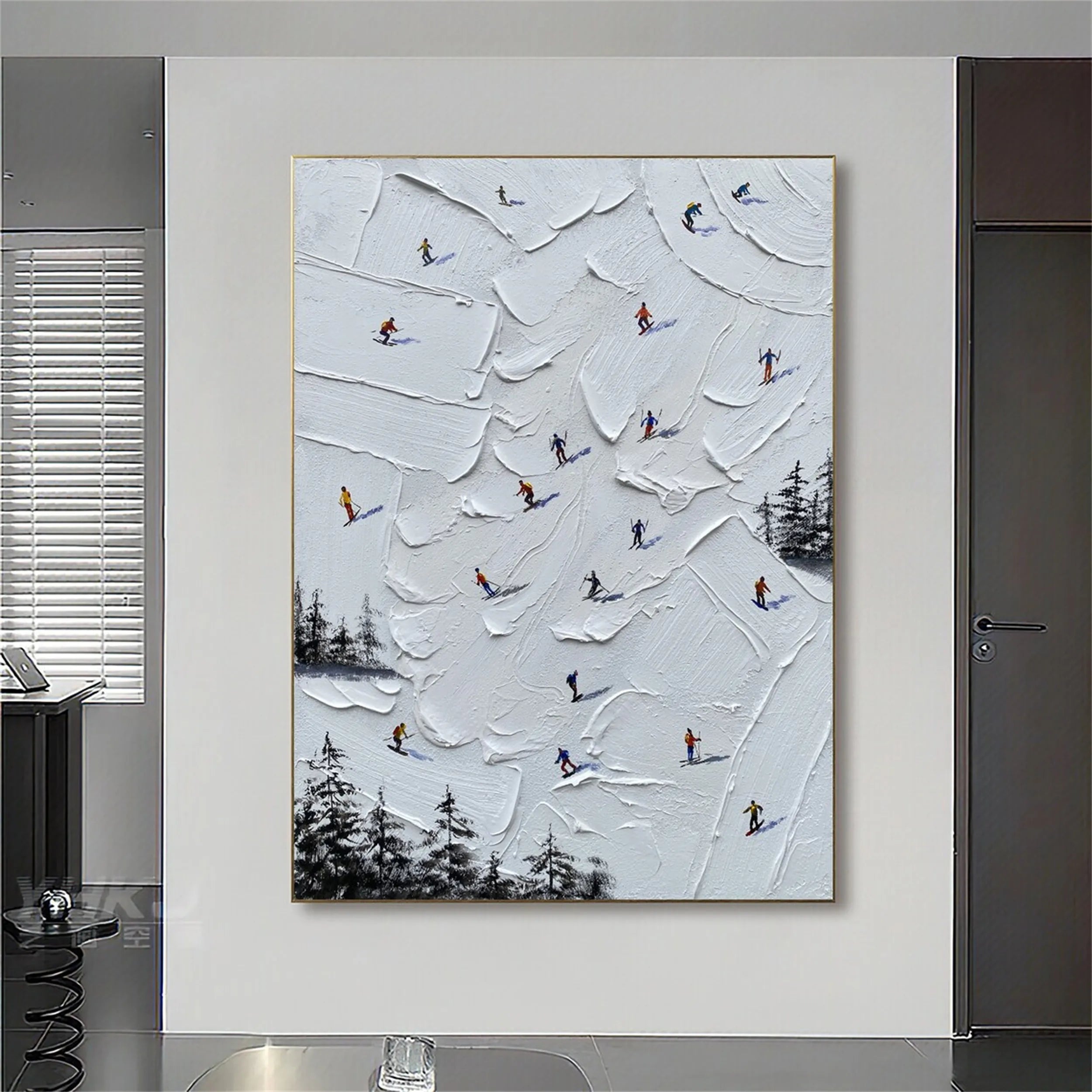 Skiing Sport Art Textured Painting Canvas #MM222