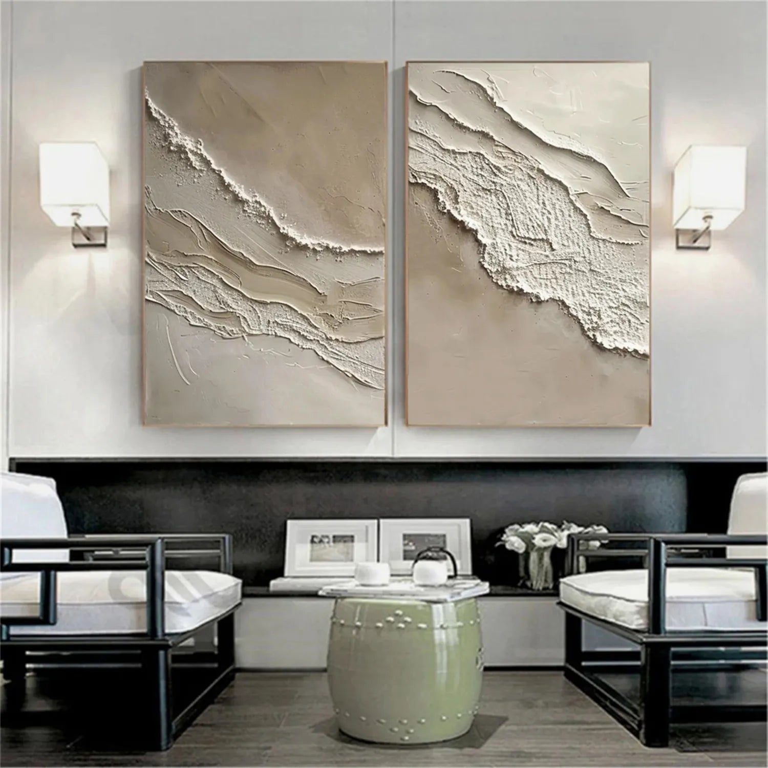 Frameless(Stretched Only)Ocean And Sky Painting Set of 2#OS 203
