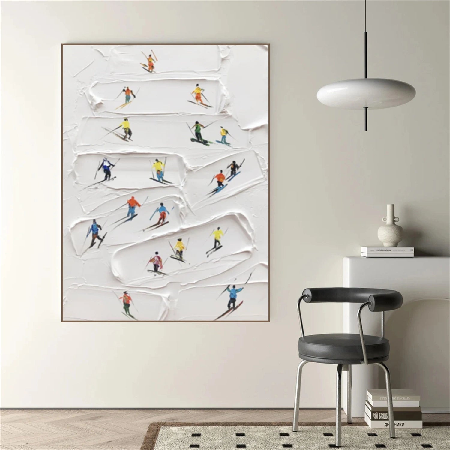 Skiing Sport Art Textured Painting Canvas # SA049