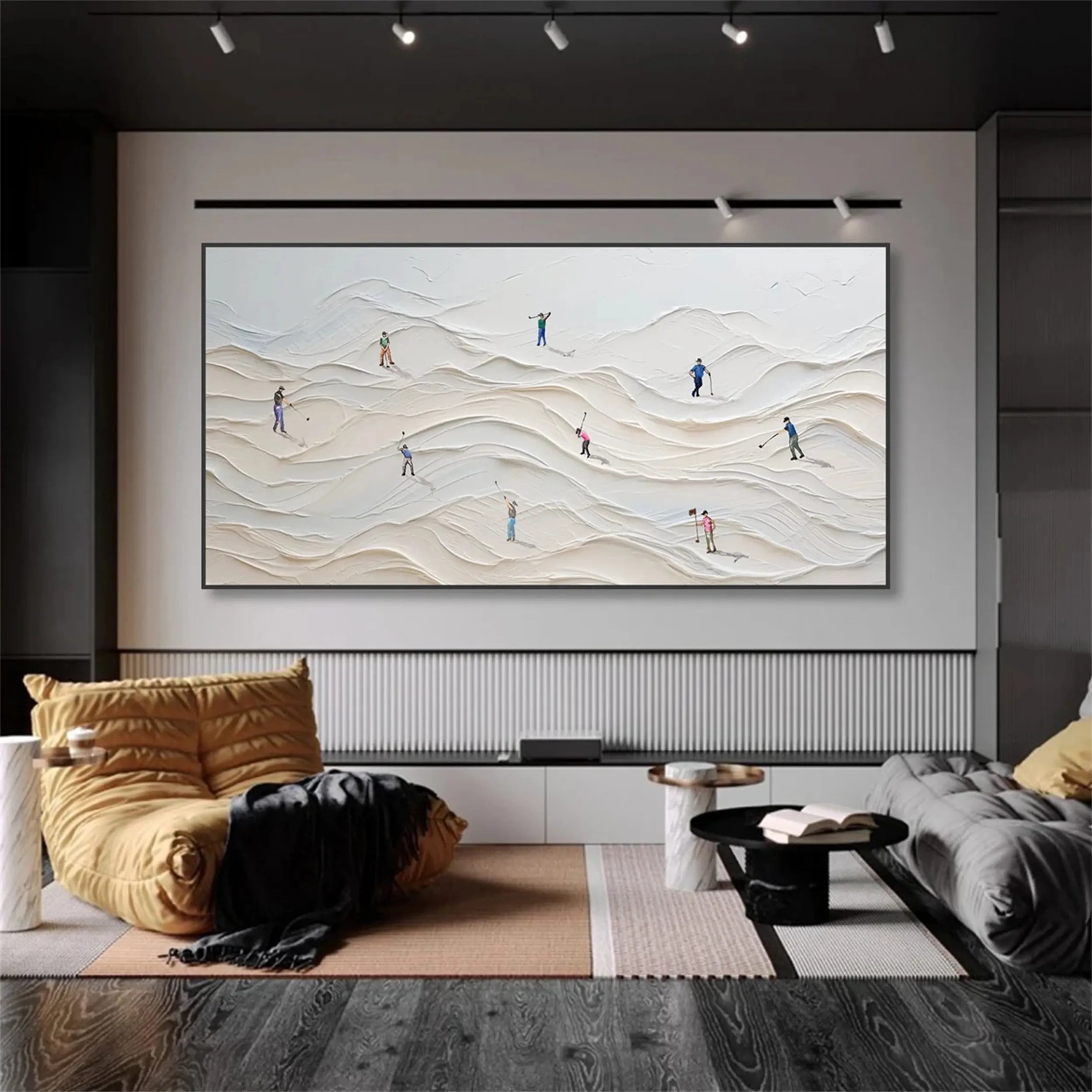 Skiing Sport Art Textured Painting Canvas #MM215