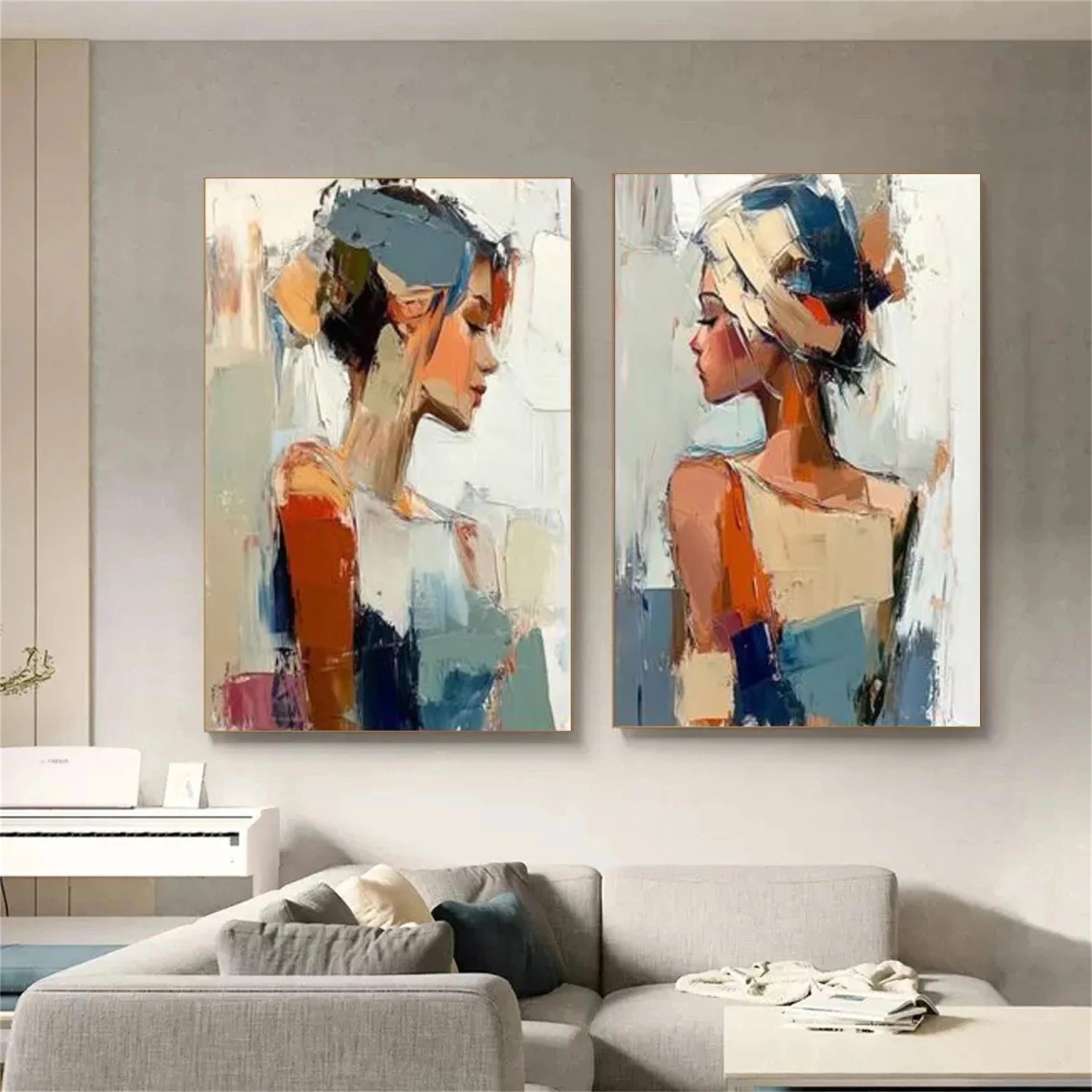 Abstract Portrait Tectured Wall Art Set of 2 #PT037