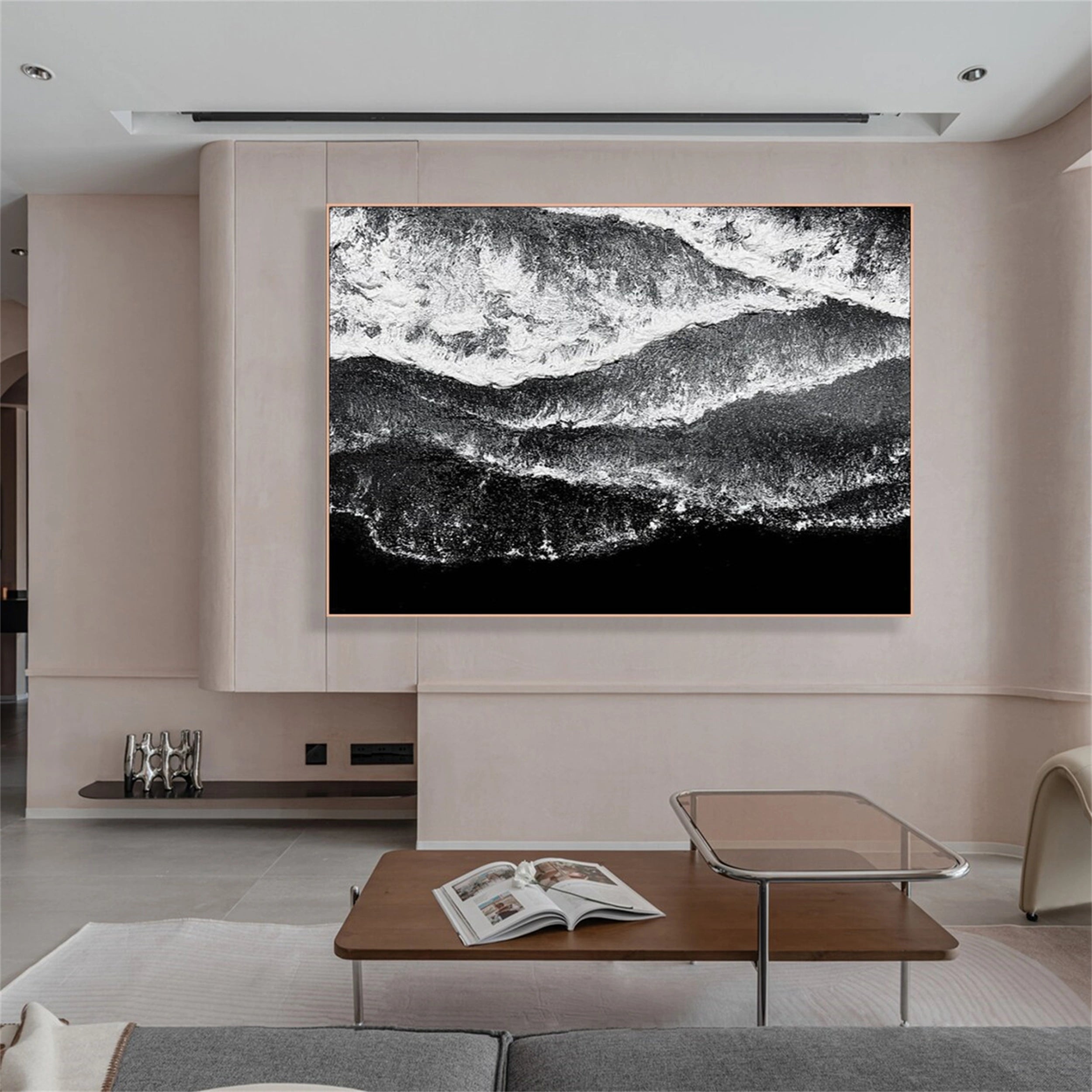 Black White Textured Minimalist Wall Art #MZ055
