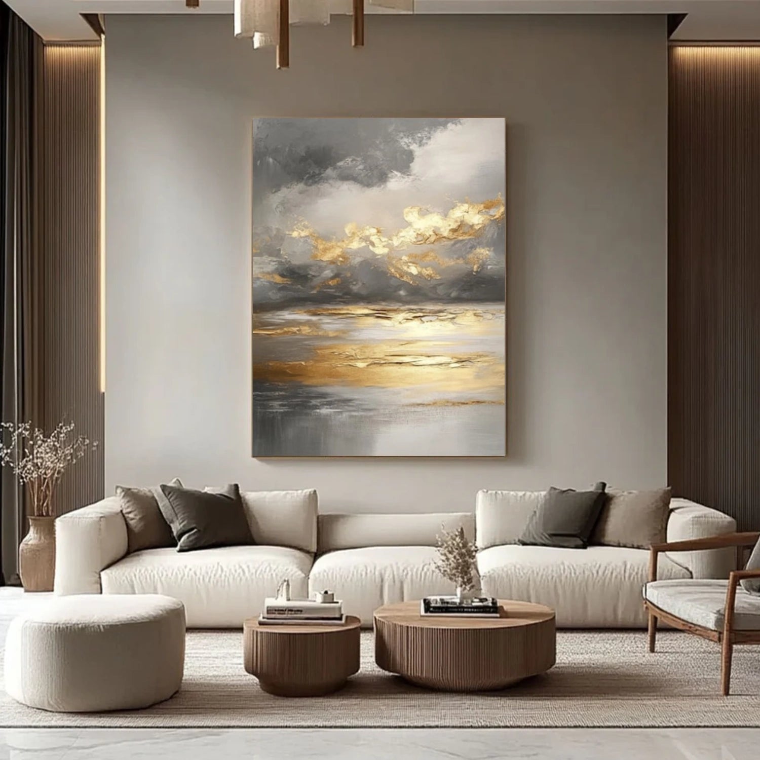 Black & Gold Abstract Textured Wall Art # AB648