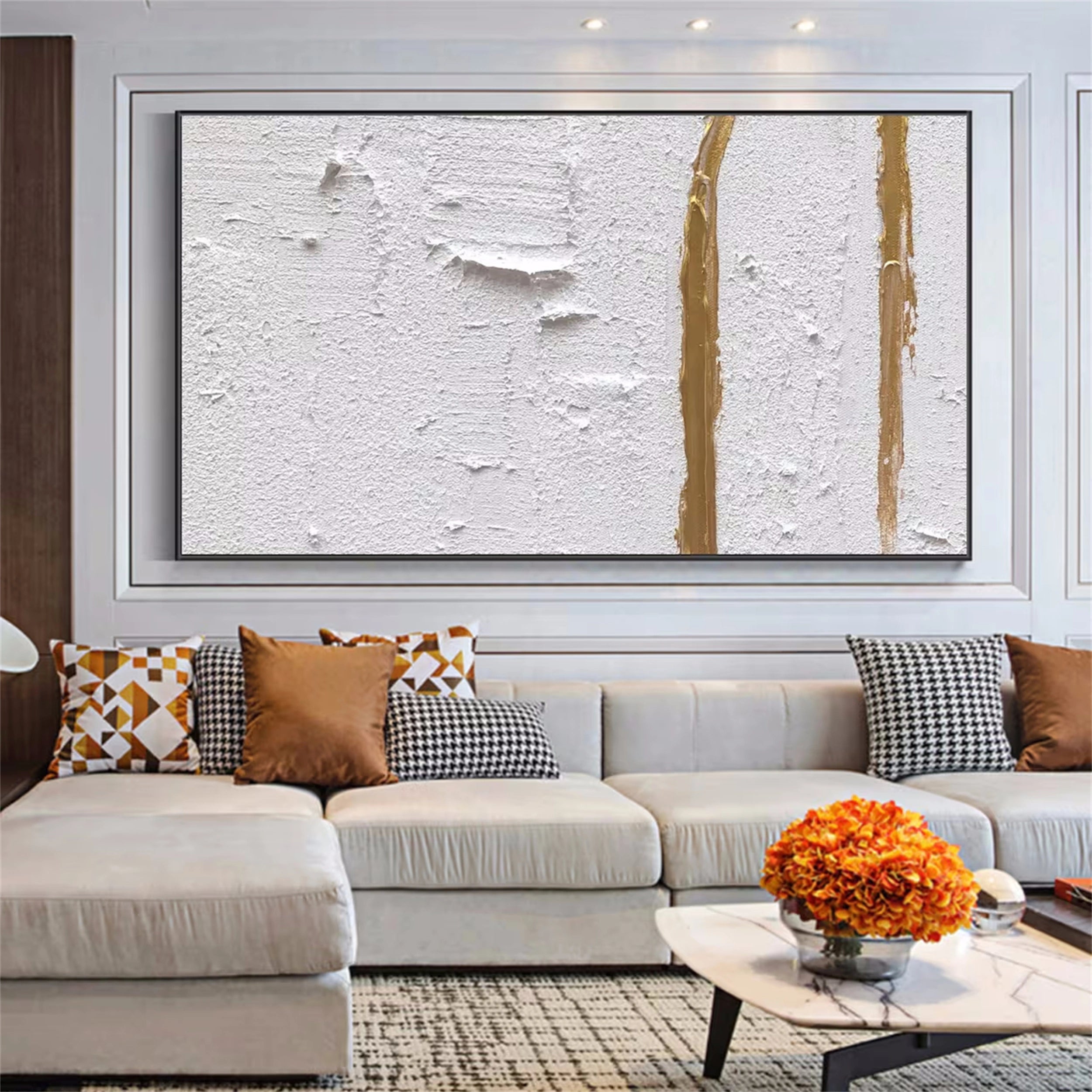 White Minimalist Textured Painting Canvas #MM140
