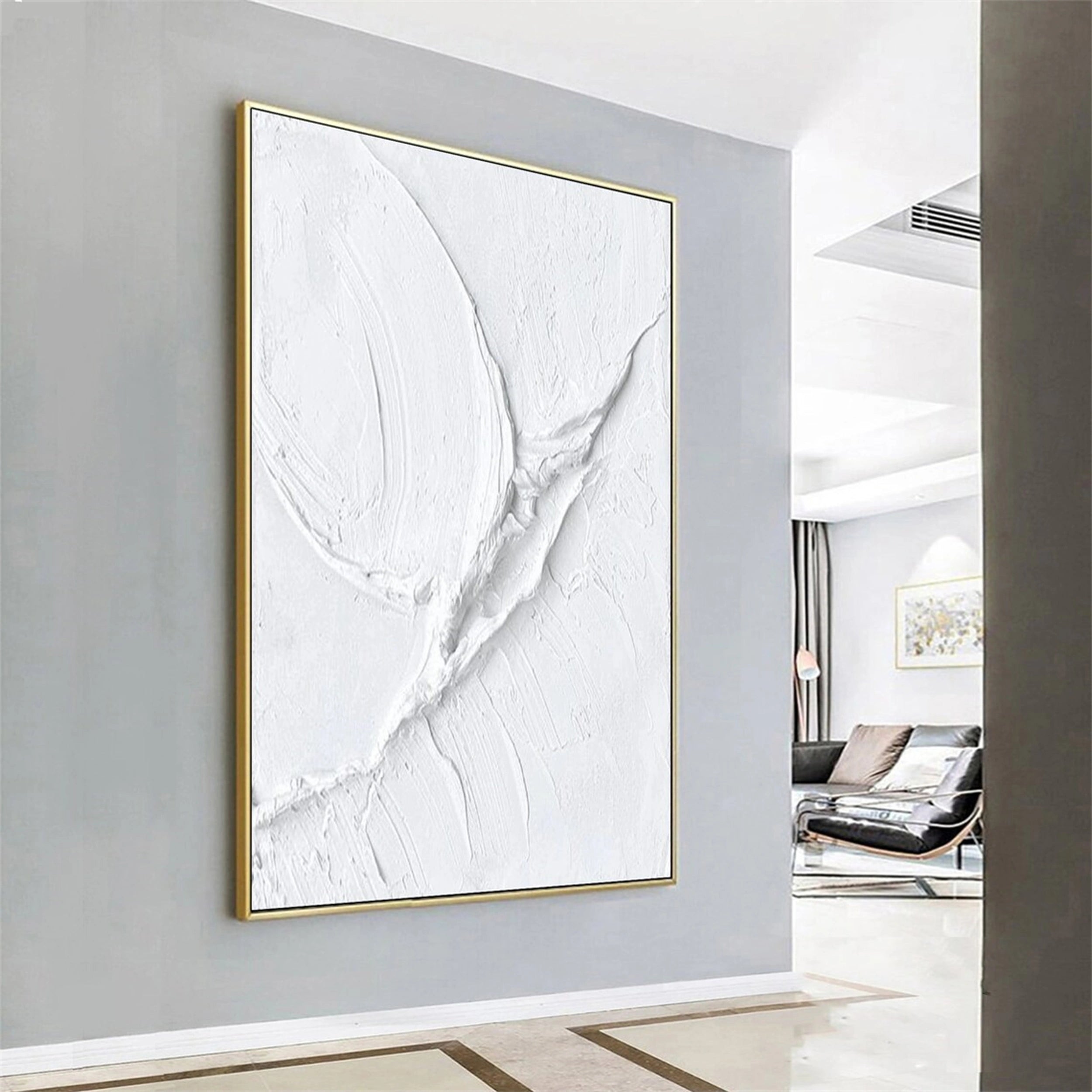 White Minimalist Textured Painting Canvas #MM161