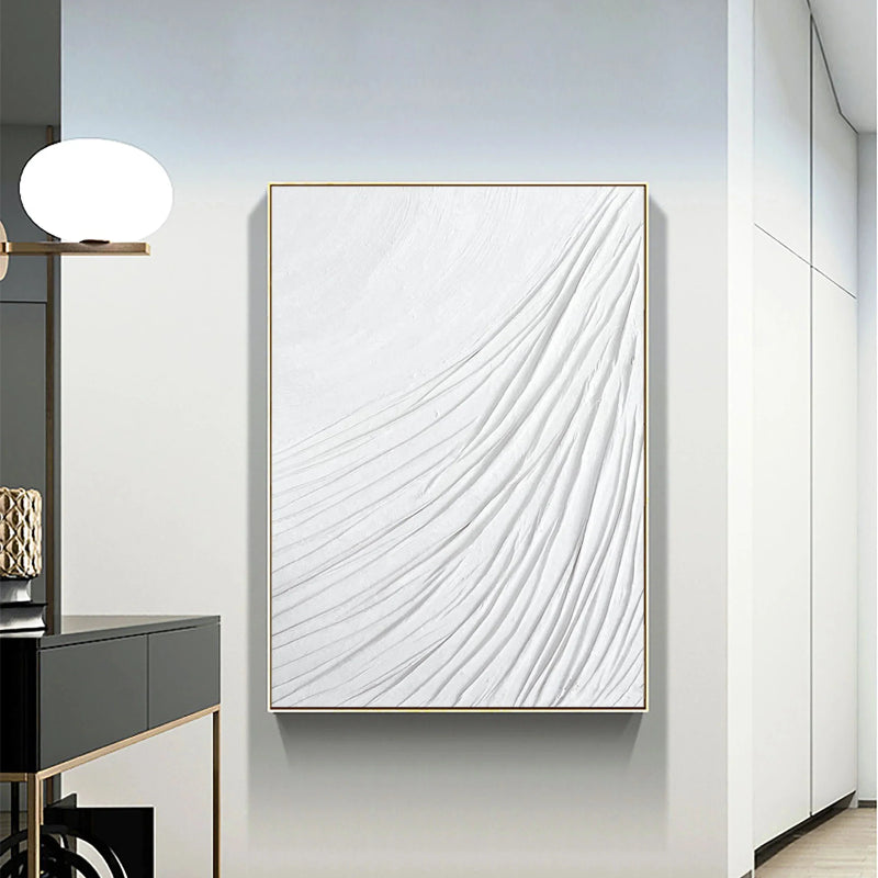 White Minimalist Textured Painting Canvas #MM040