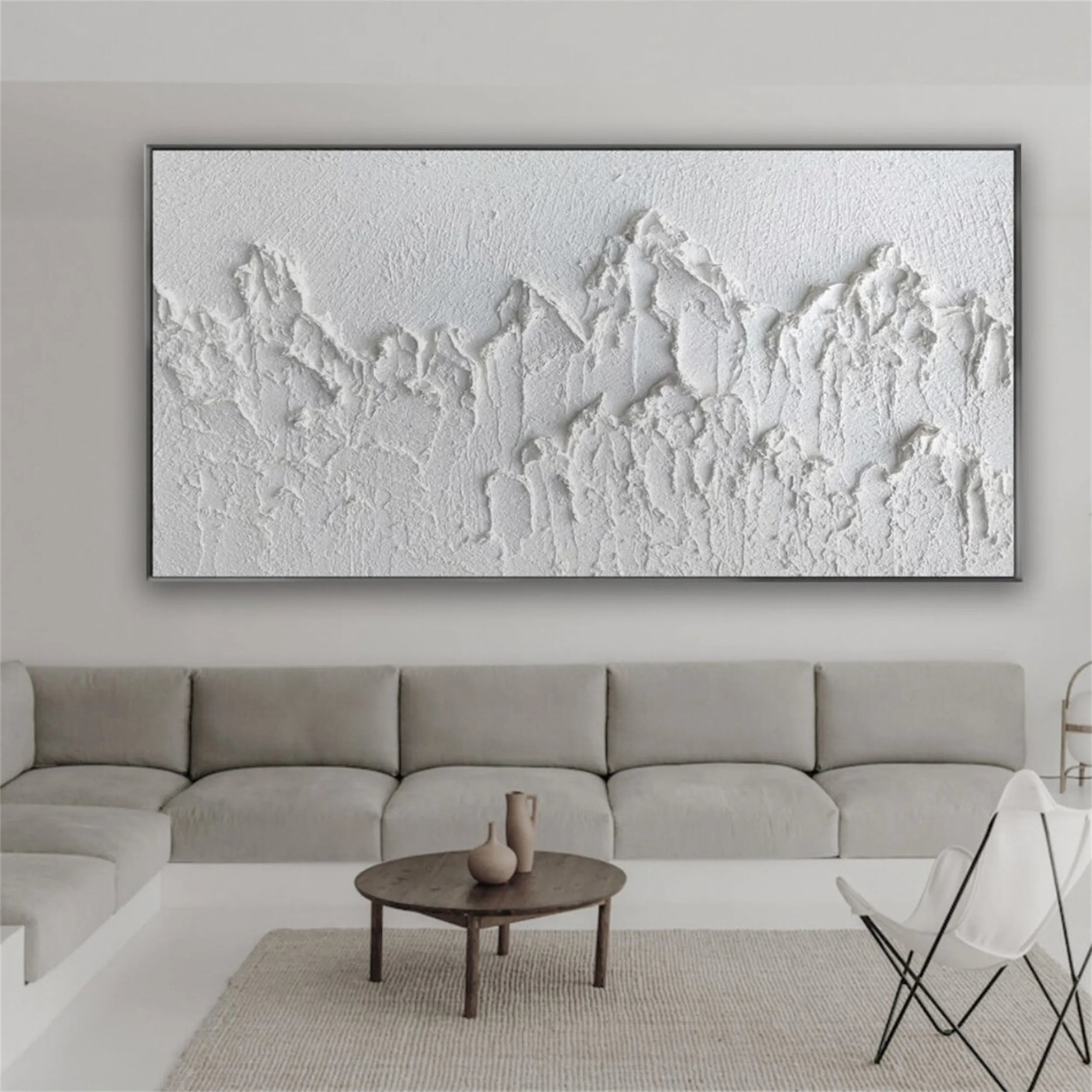 White Minimalist Textured Painting Canvas #MM195