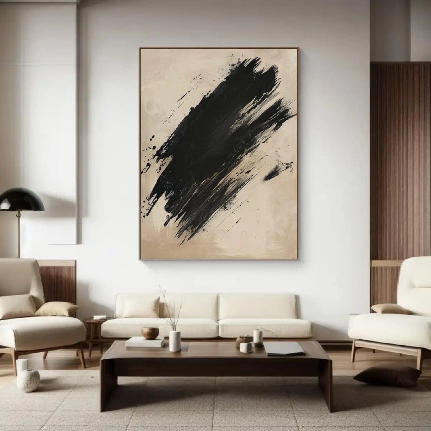 Beige & Black Abstract Wall Art #AB 570