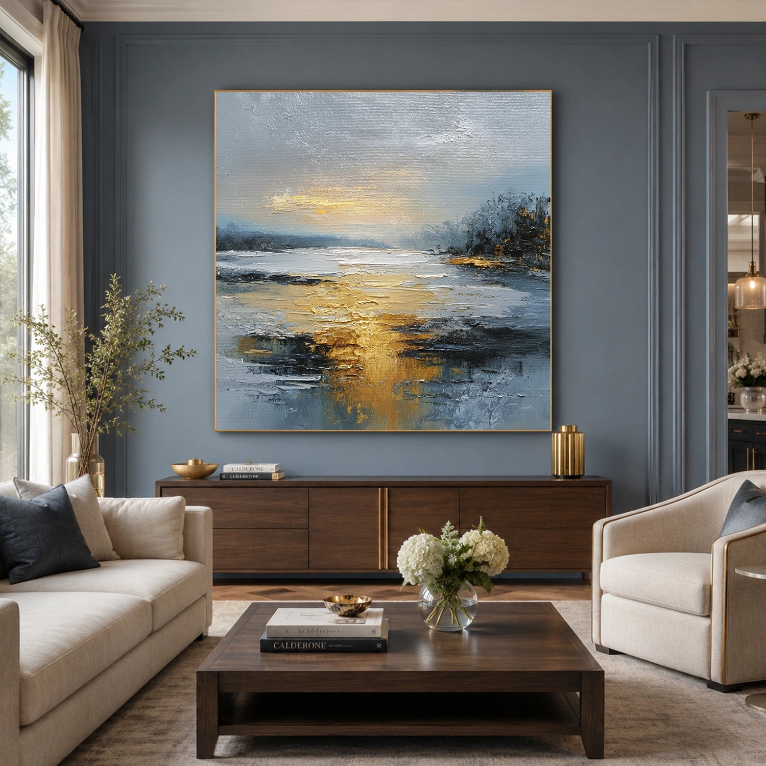 Ocean And Sky Abstract Canvas Art #OS430