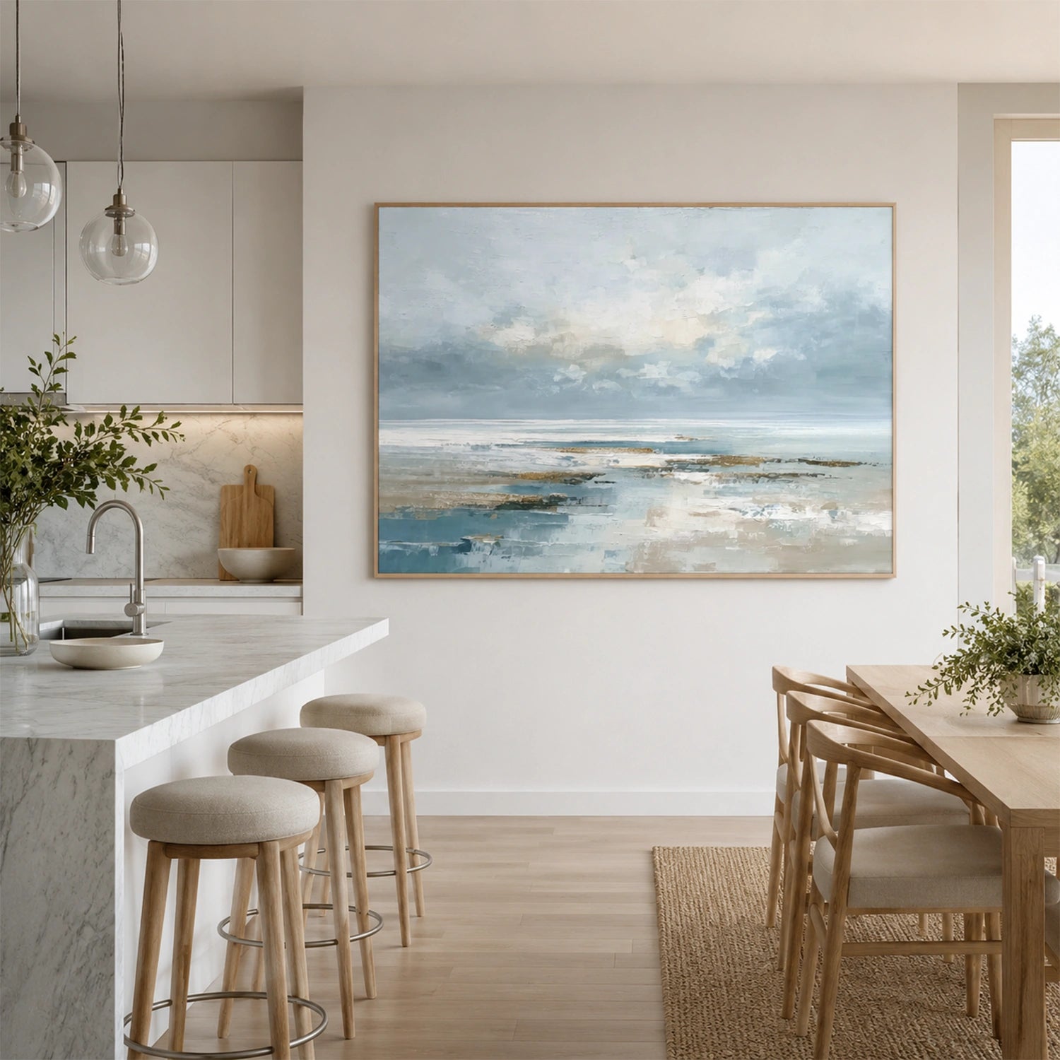 Ocean And Sky Abstract Texture Canvas Art #OS442