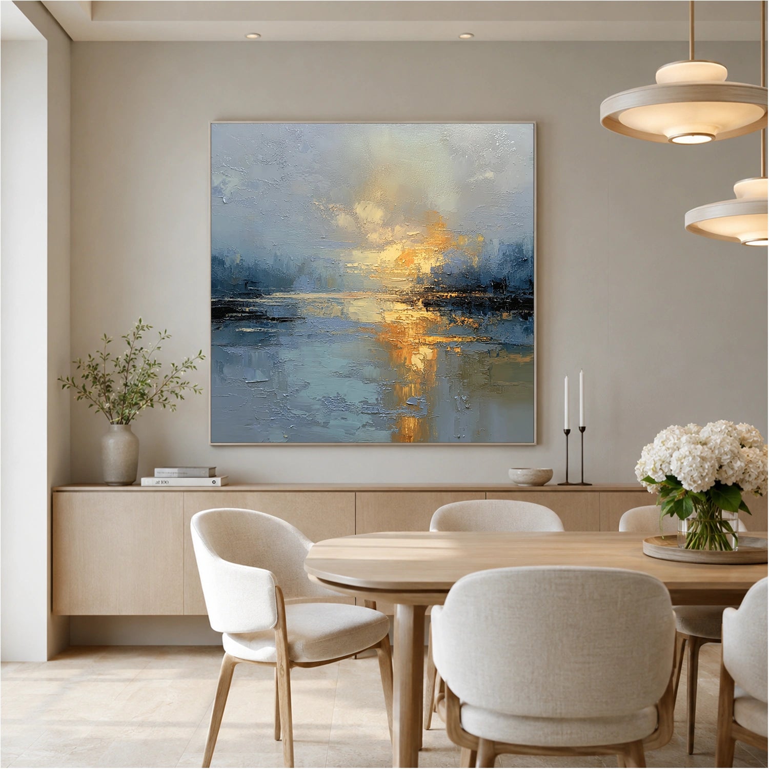 Ocean And Sky Abstract Canvas Art #OS438