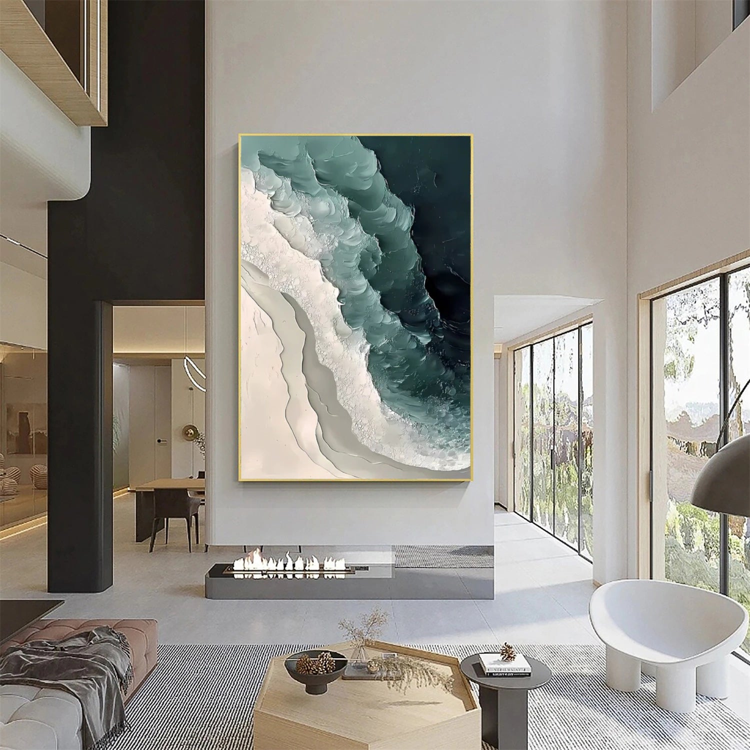 Ocean And Sky Abstract Textured Canvas Art #OS 301