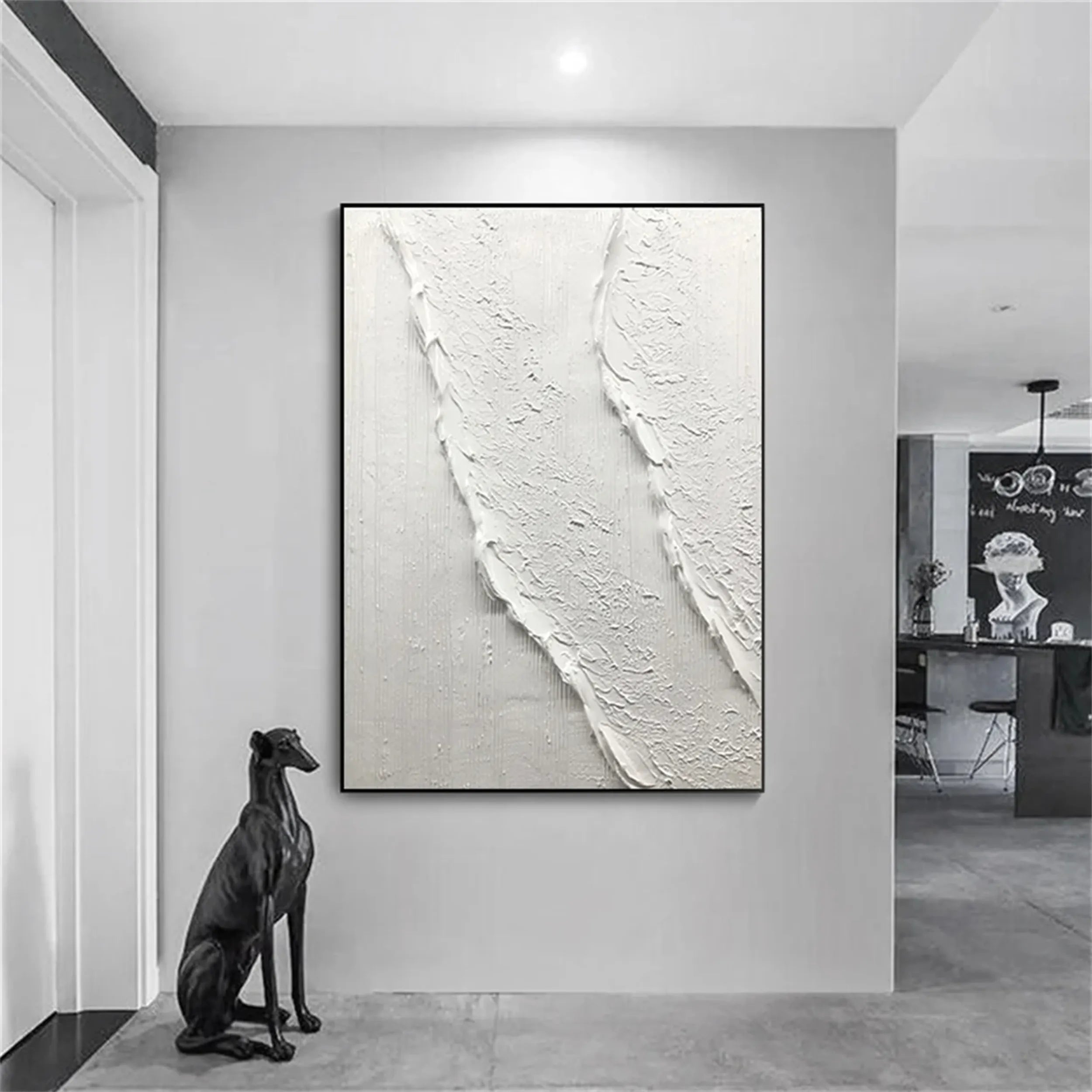 White Minimalist Textured Painting Canvas #MM179