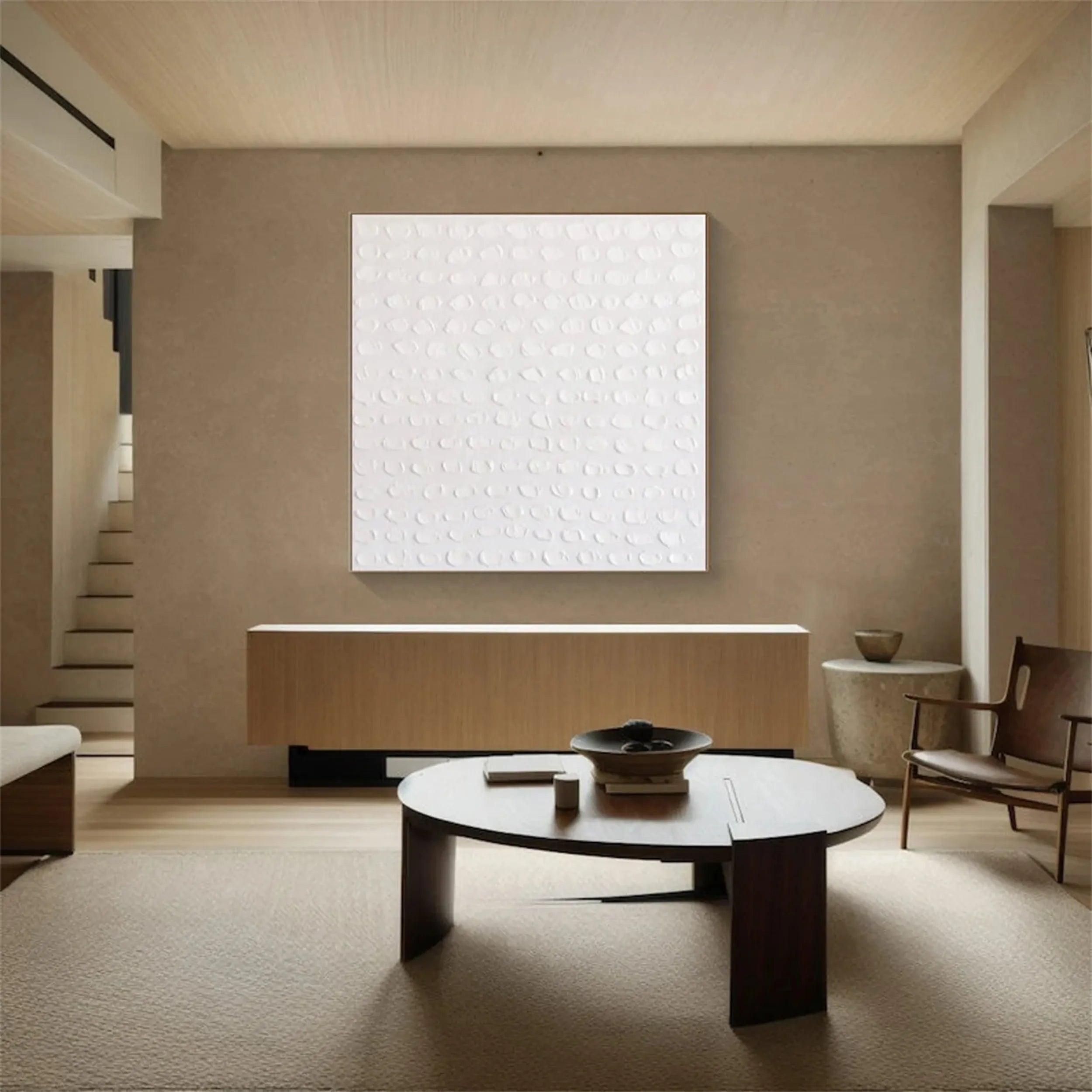 White Minimalist Textured Painting Canvas #MM200