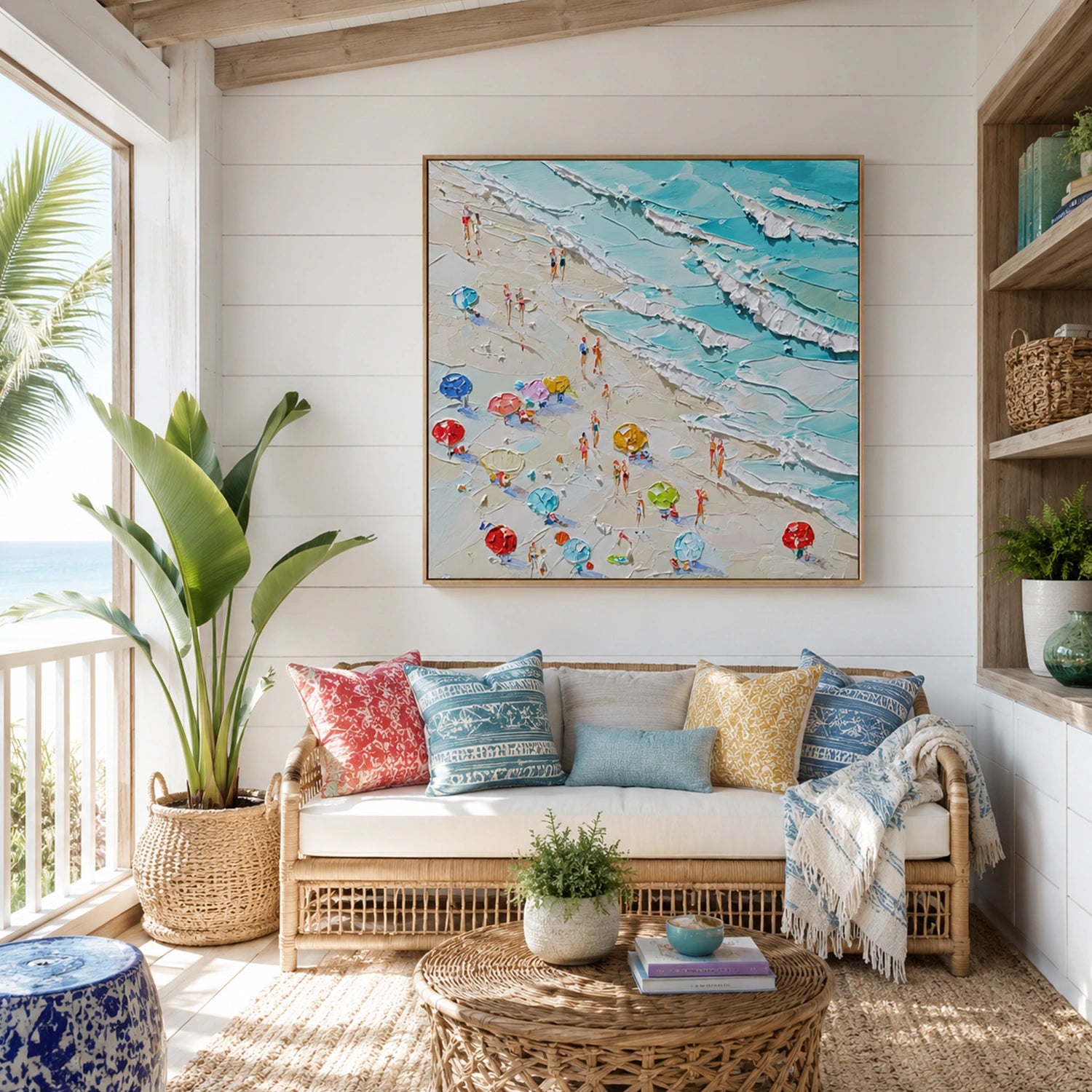 Ocean And Sky Abstract Texture Canvas Art #OS426