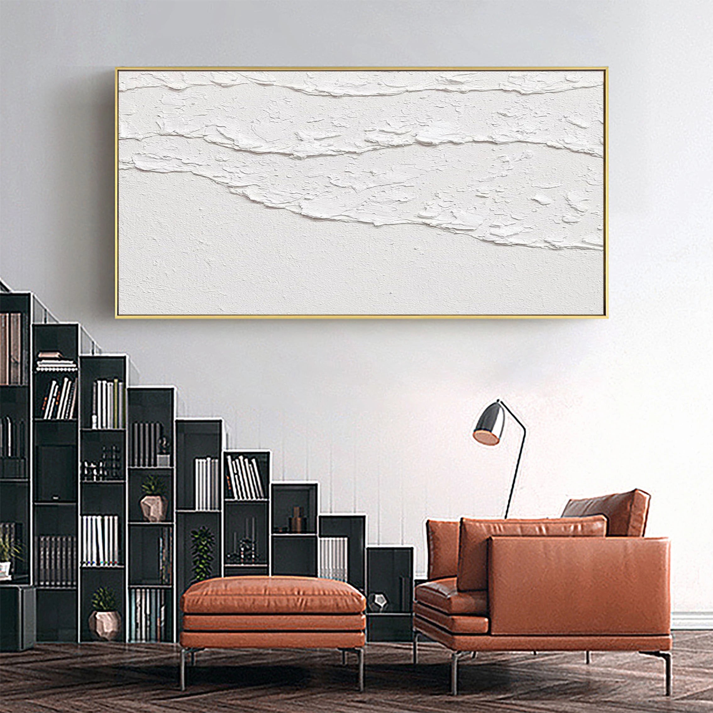 White Minimalist Textured Painting Canvas #MM019