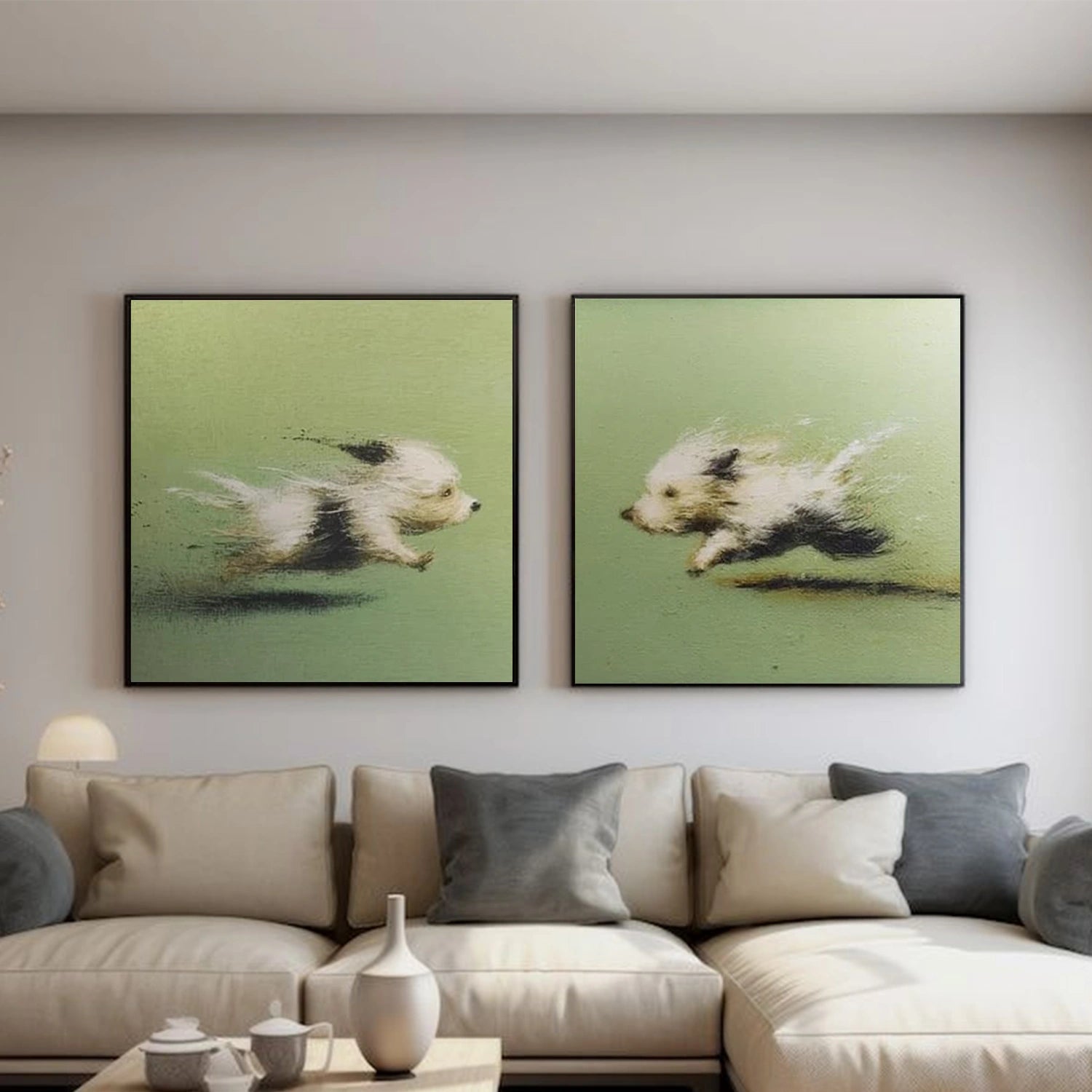 Colorful Abstract Animal Canvas Art Square Set of 2 #AP235