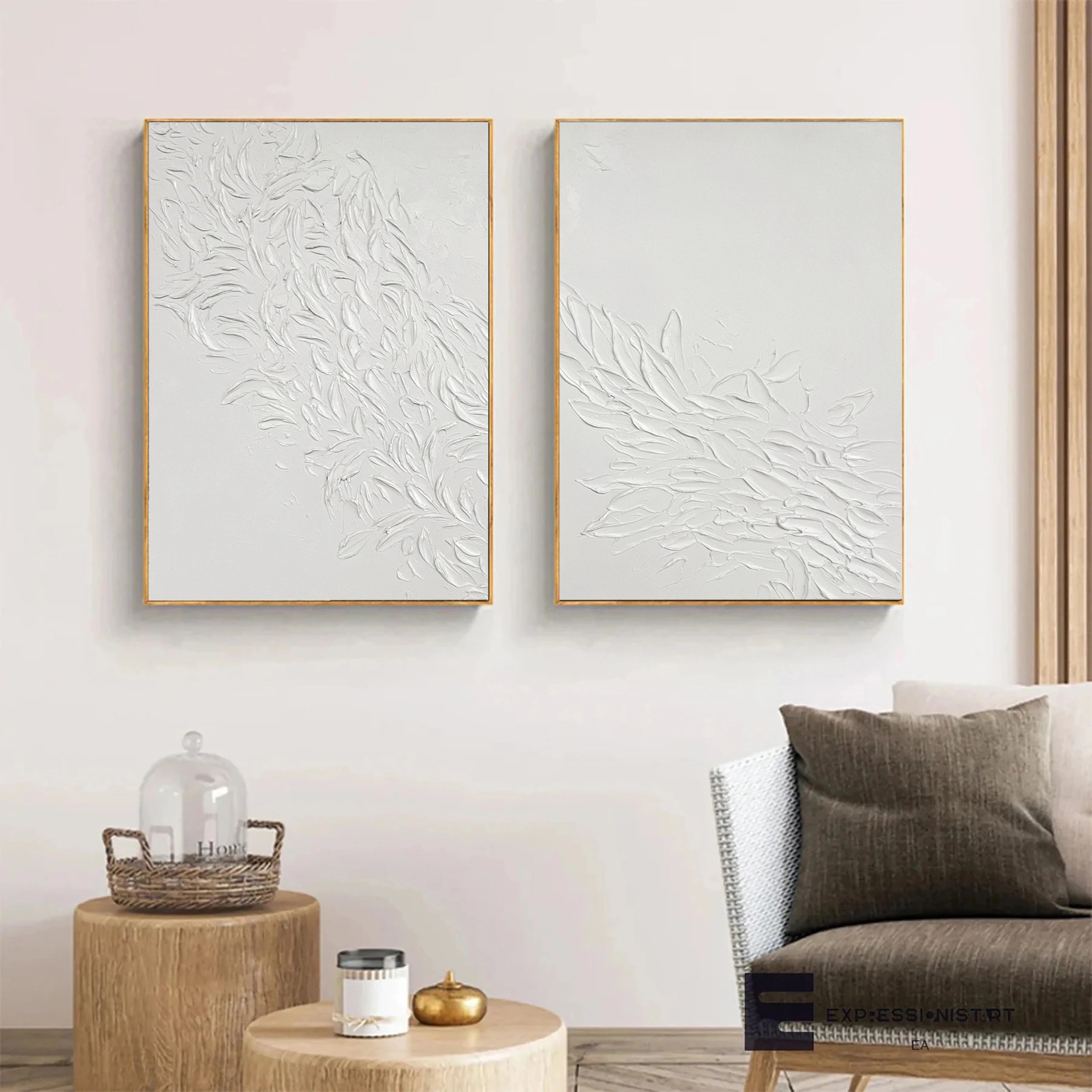 Plaster Art Minimalist Textured Paintings Set of 2 #MM163