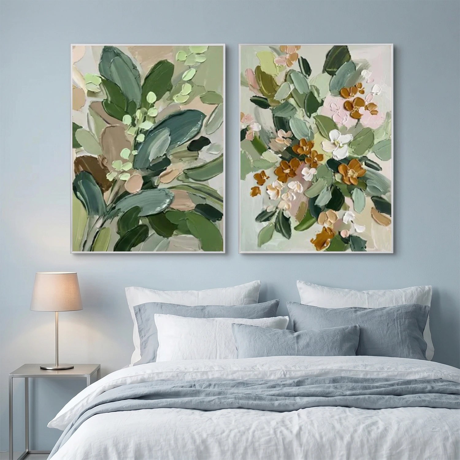 Flower & Tree Abstract Texture Canvas Set of 2 # FT 386