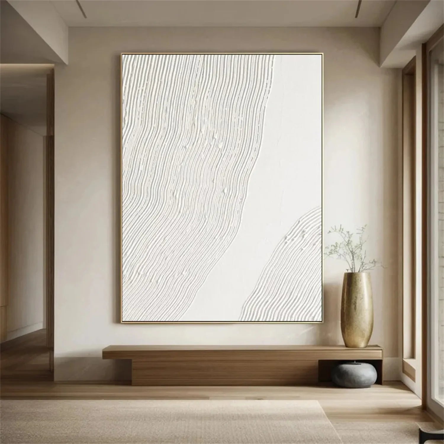 White Minimalist Textured Painting Canvas #MM274