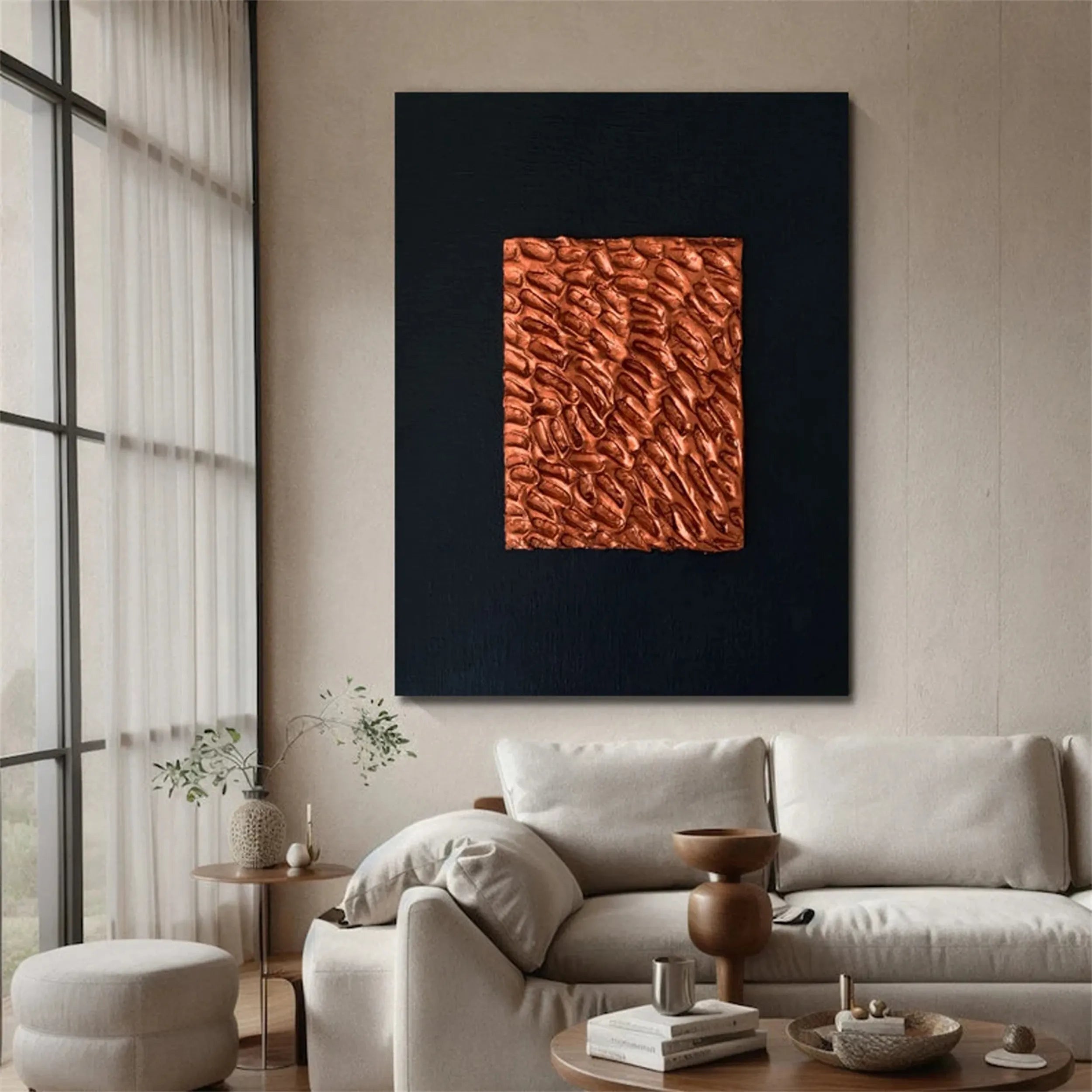 Black Gold Minimalist Textured Painting #MZ089