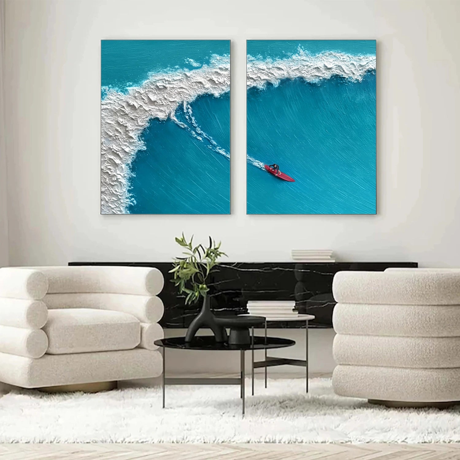 Surfing Sport Texture Set of 2 Canvas Painting #SA026
