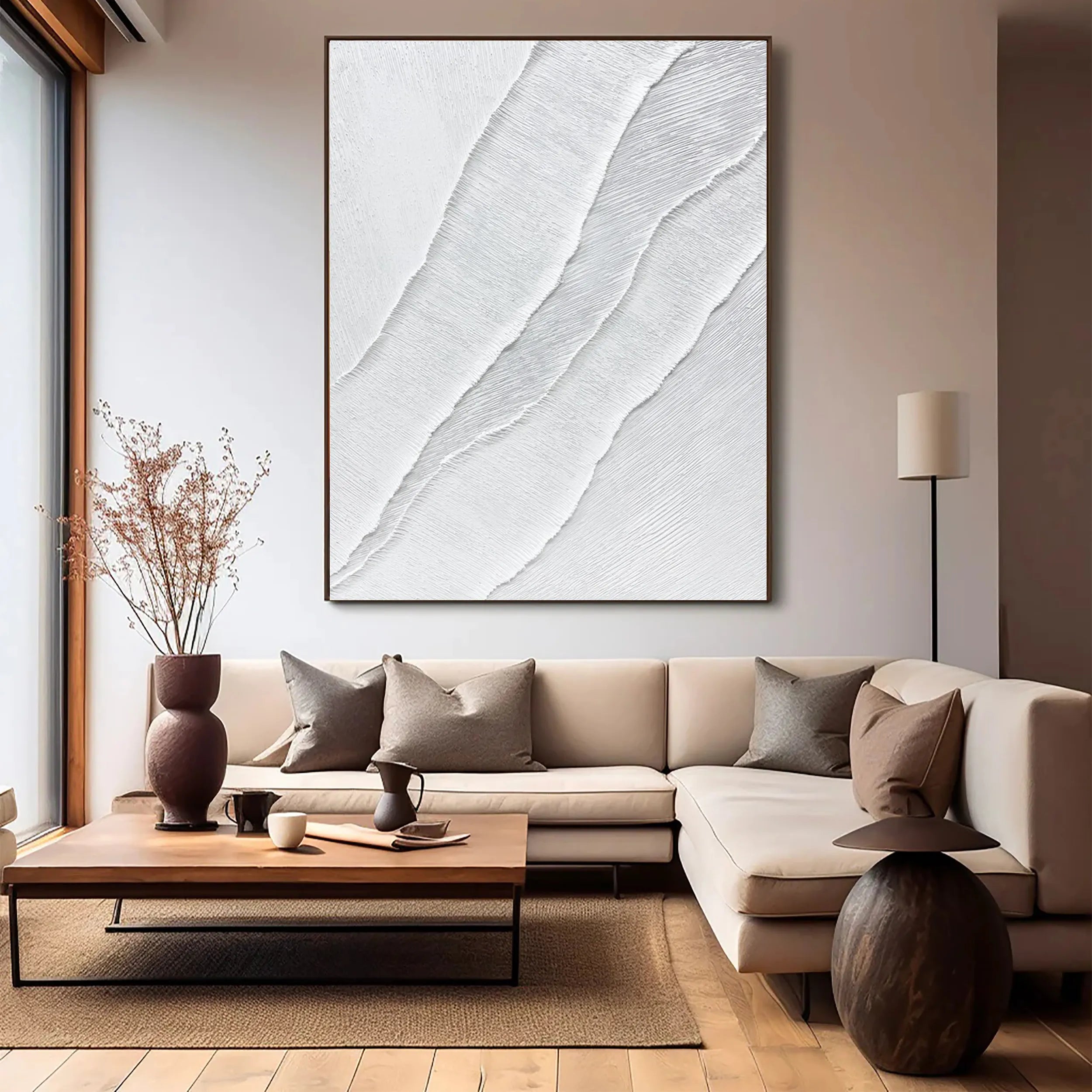 White Minimalist Textured Painting Canvas #MM184