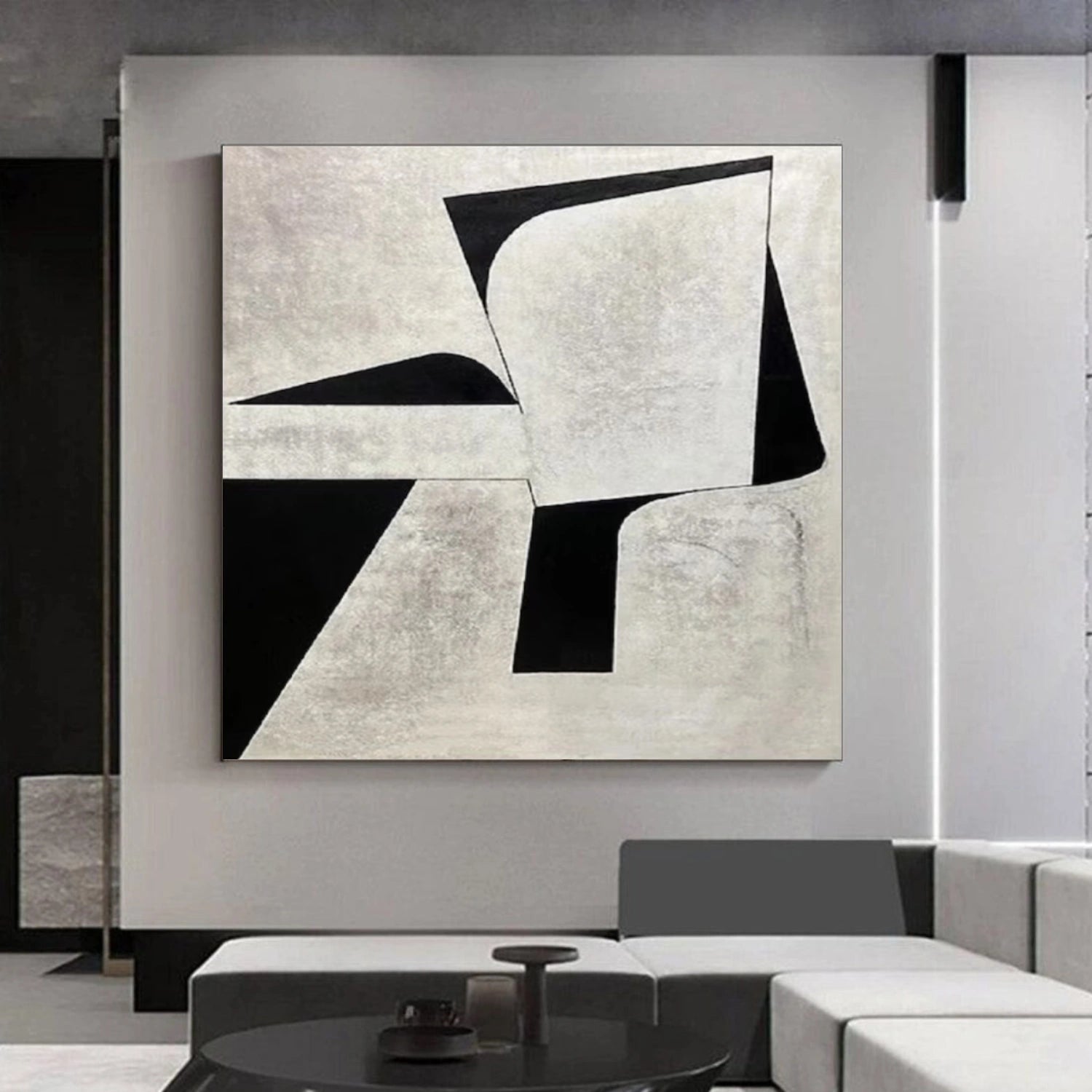 White and Black Minimalistic Canvas Art #MZ151