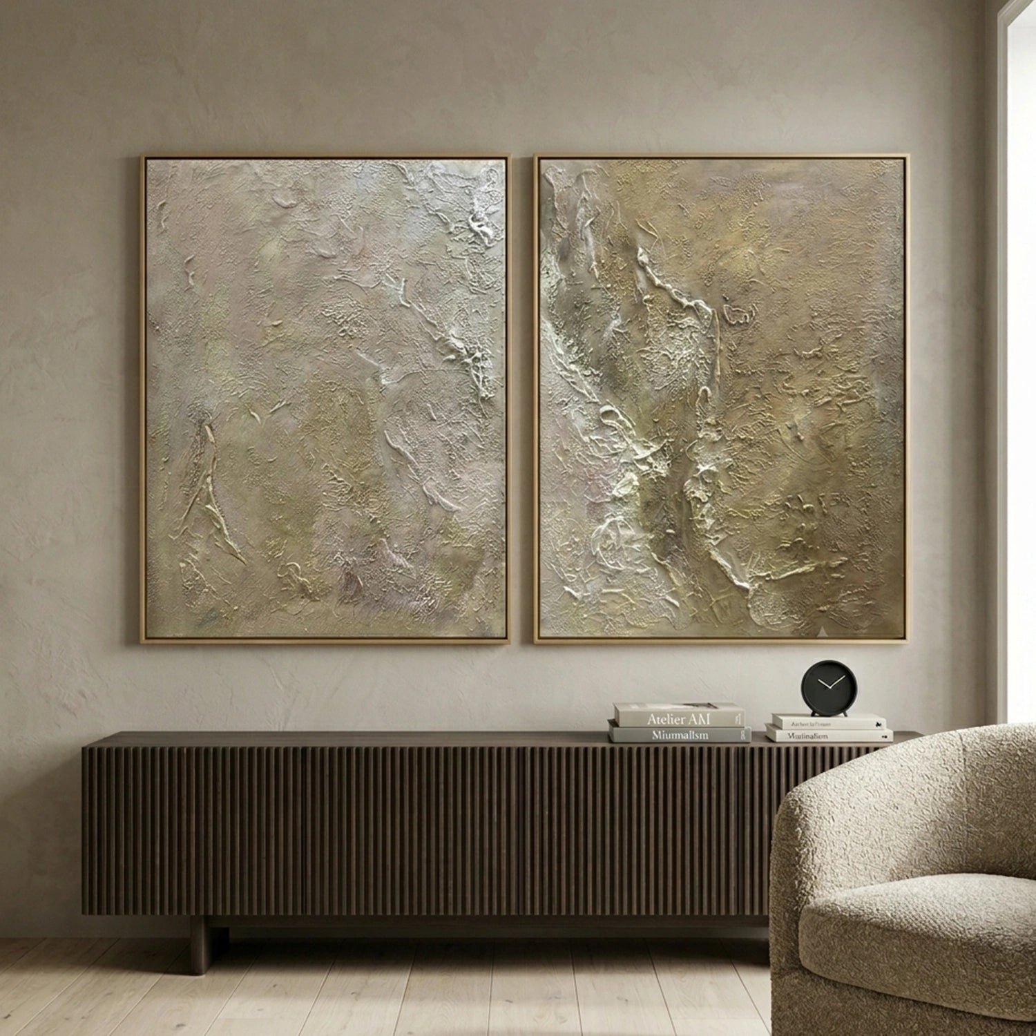 Beige & Brown Abstract Texture Wall Art Set of 2 #BB201