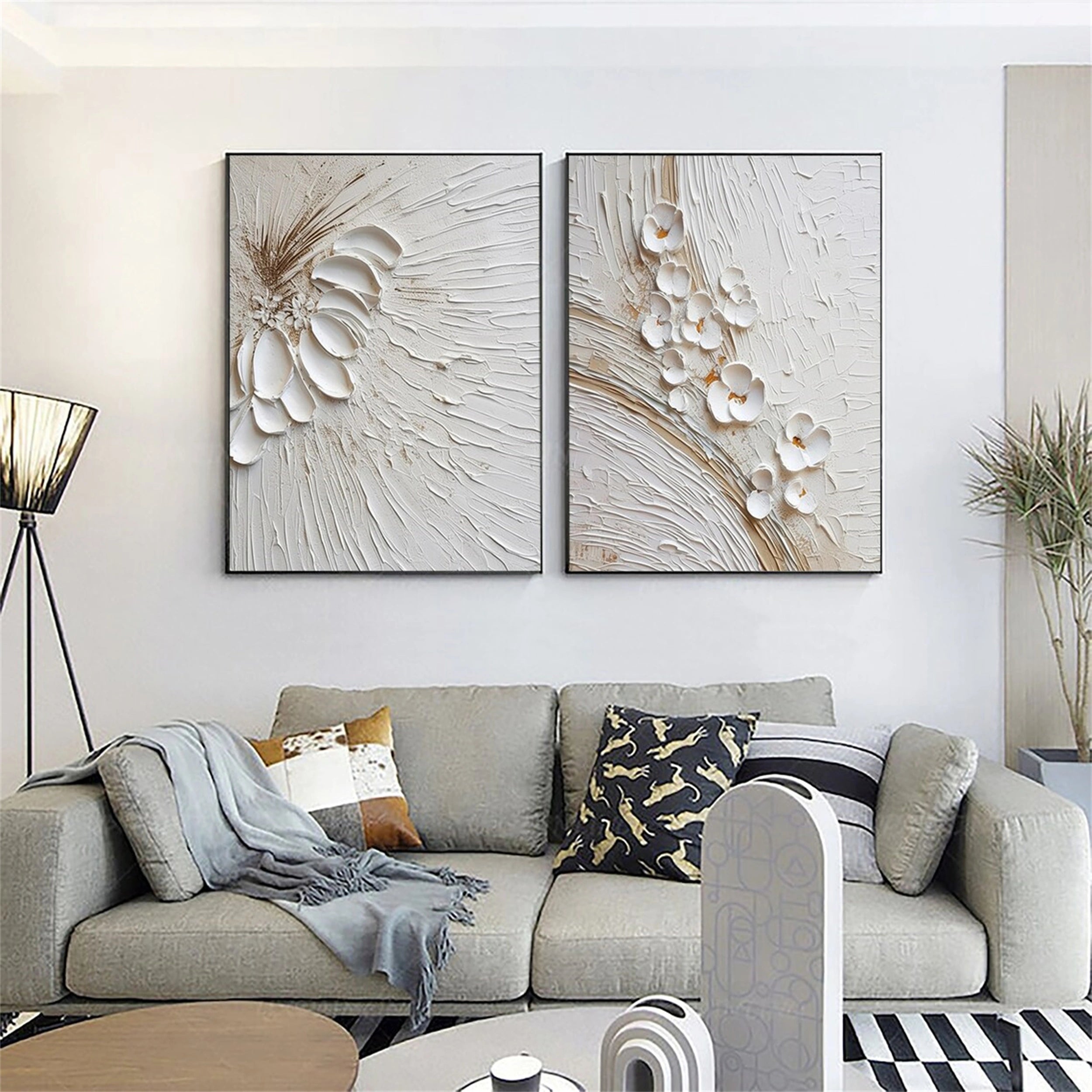 #CL-Custom Color Flower And Tree Painting Set of 2 #FT 038