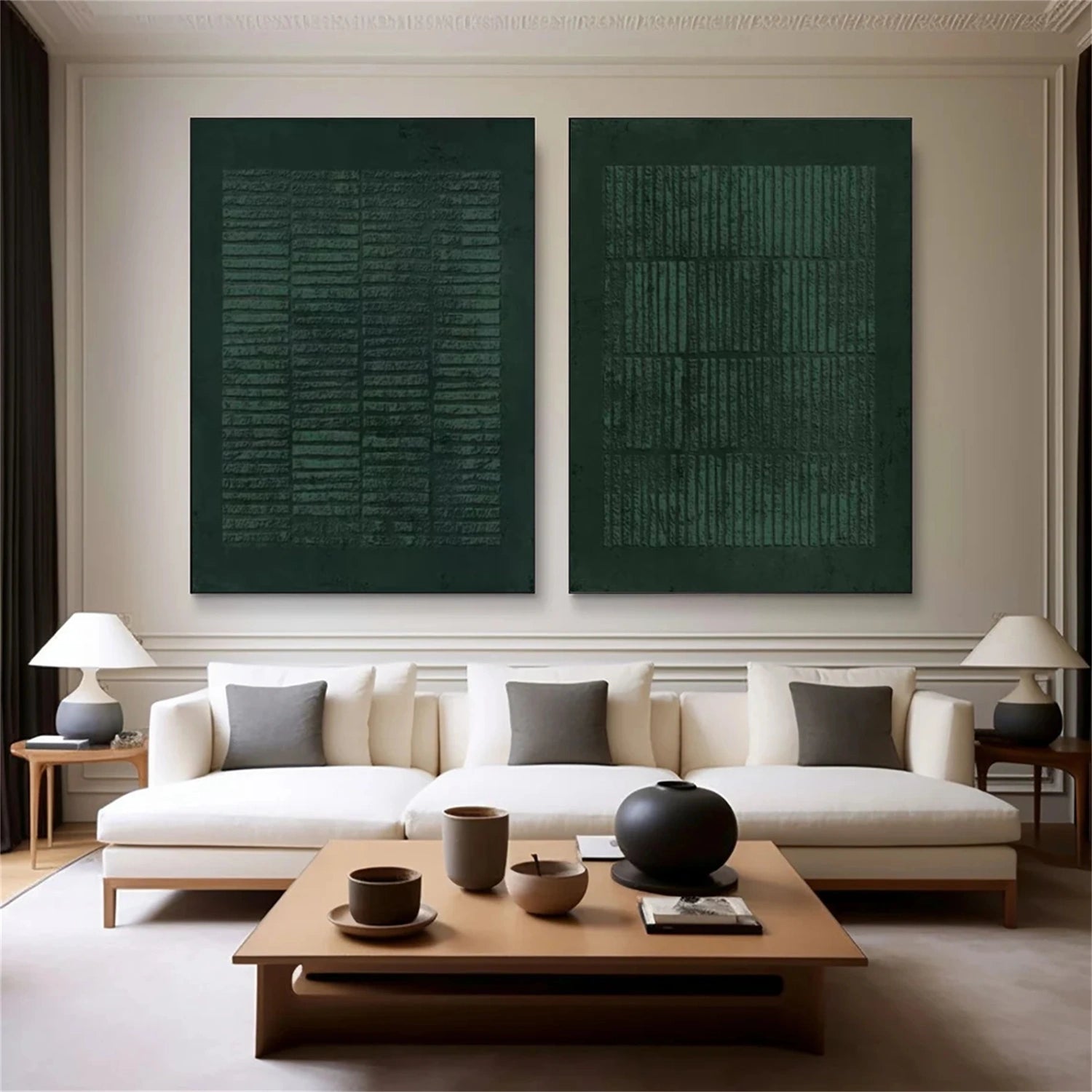 Green Minimalist Textured Wall Art Set of 2 #MM351