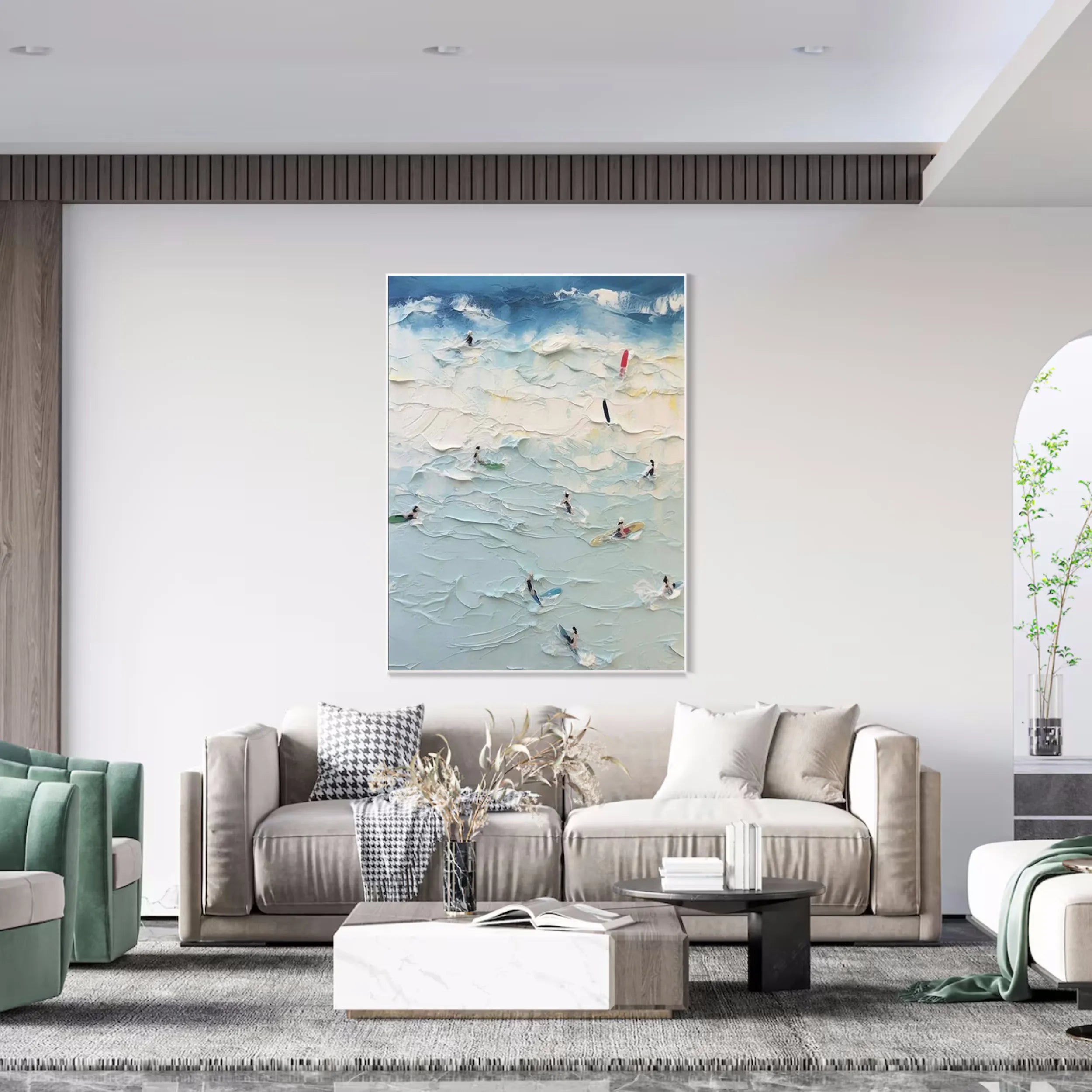 Seascape and Snowy Peak Painting #SP015