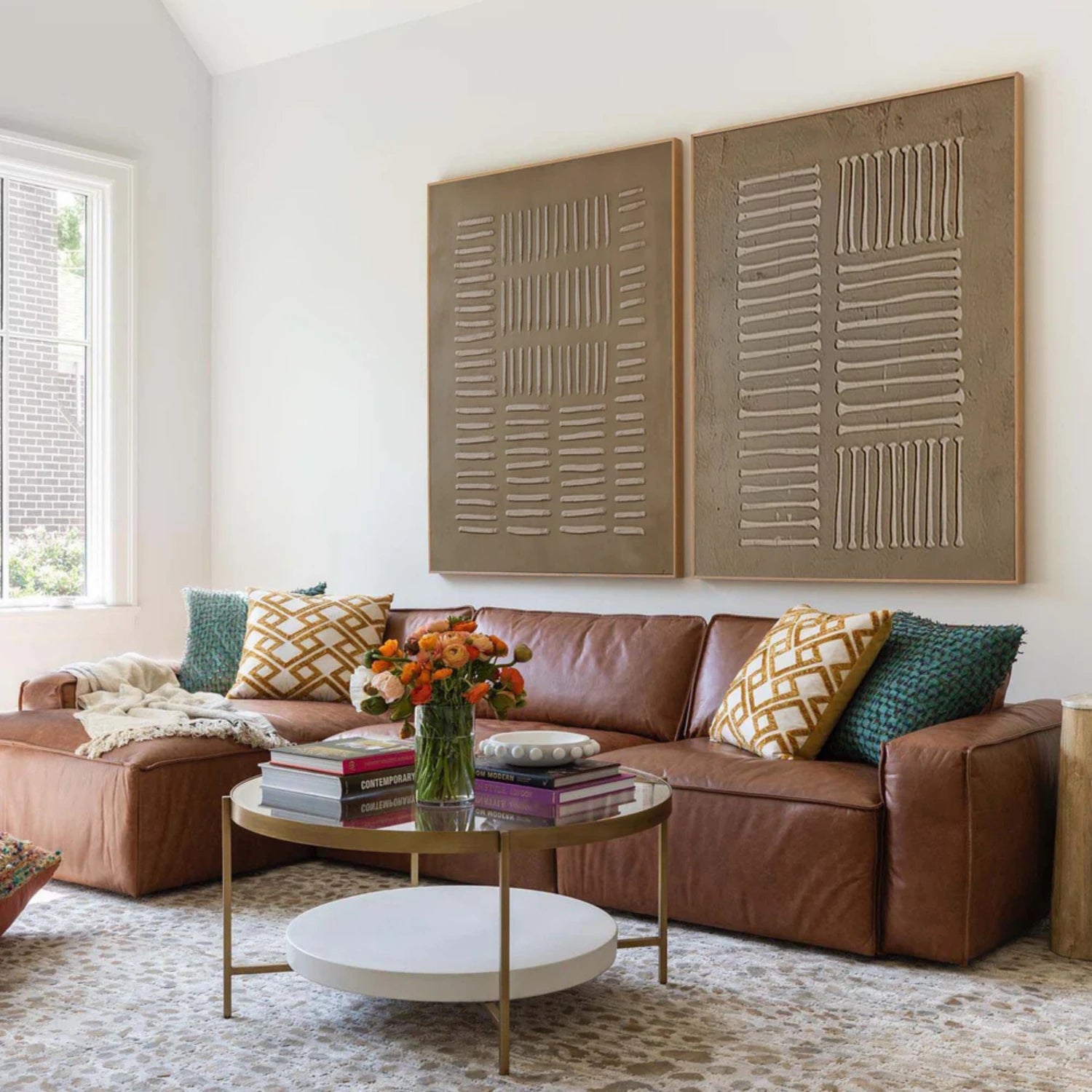 Beige & Brown Abstract Set of 2 #BB153