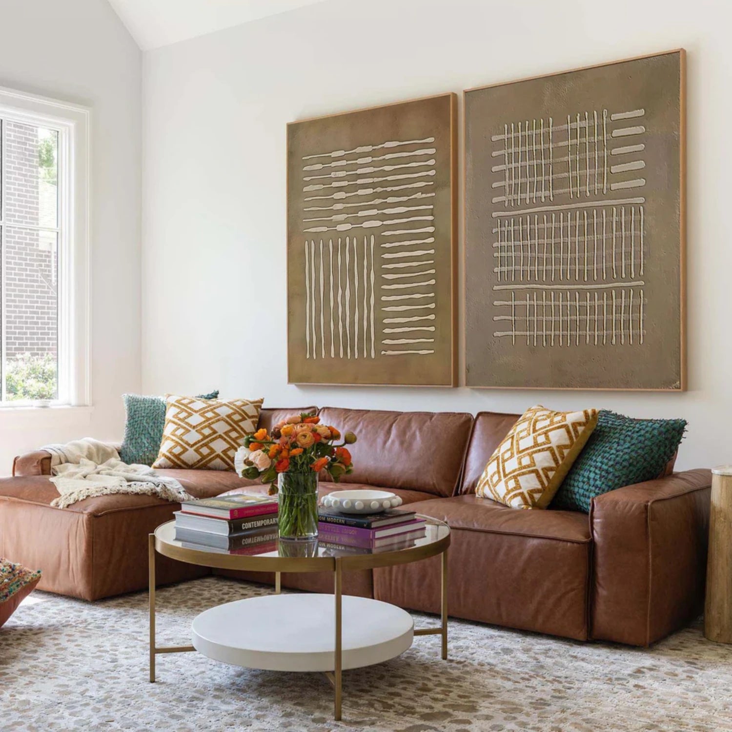 Beige & Brown Abstract Set of 2 #BB154