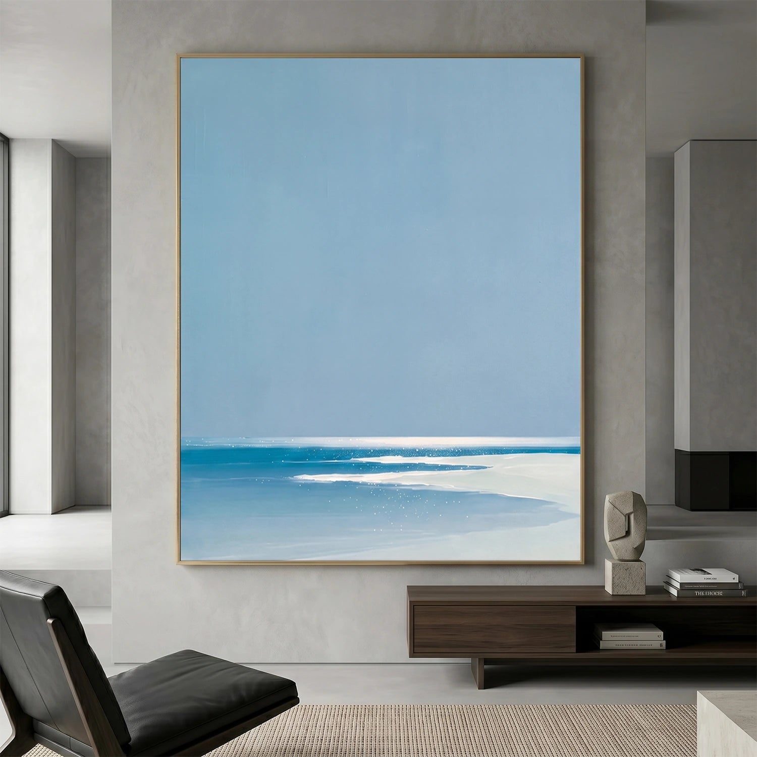 Ocean And Sky Abstract Canvas Art #OS413