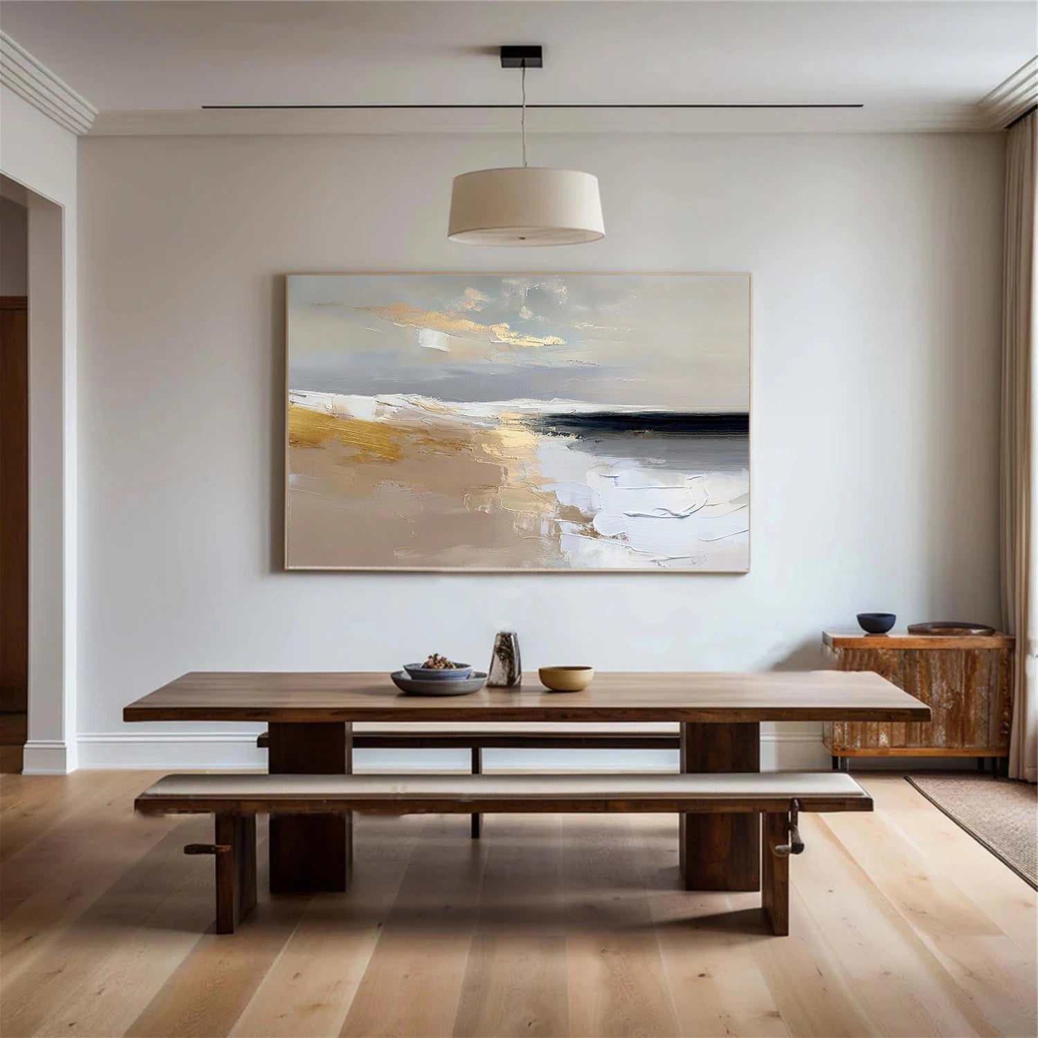 Ocean And Sky Abstract Textured Canvas Art #OS356