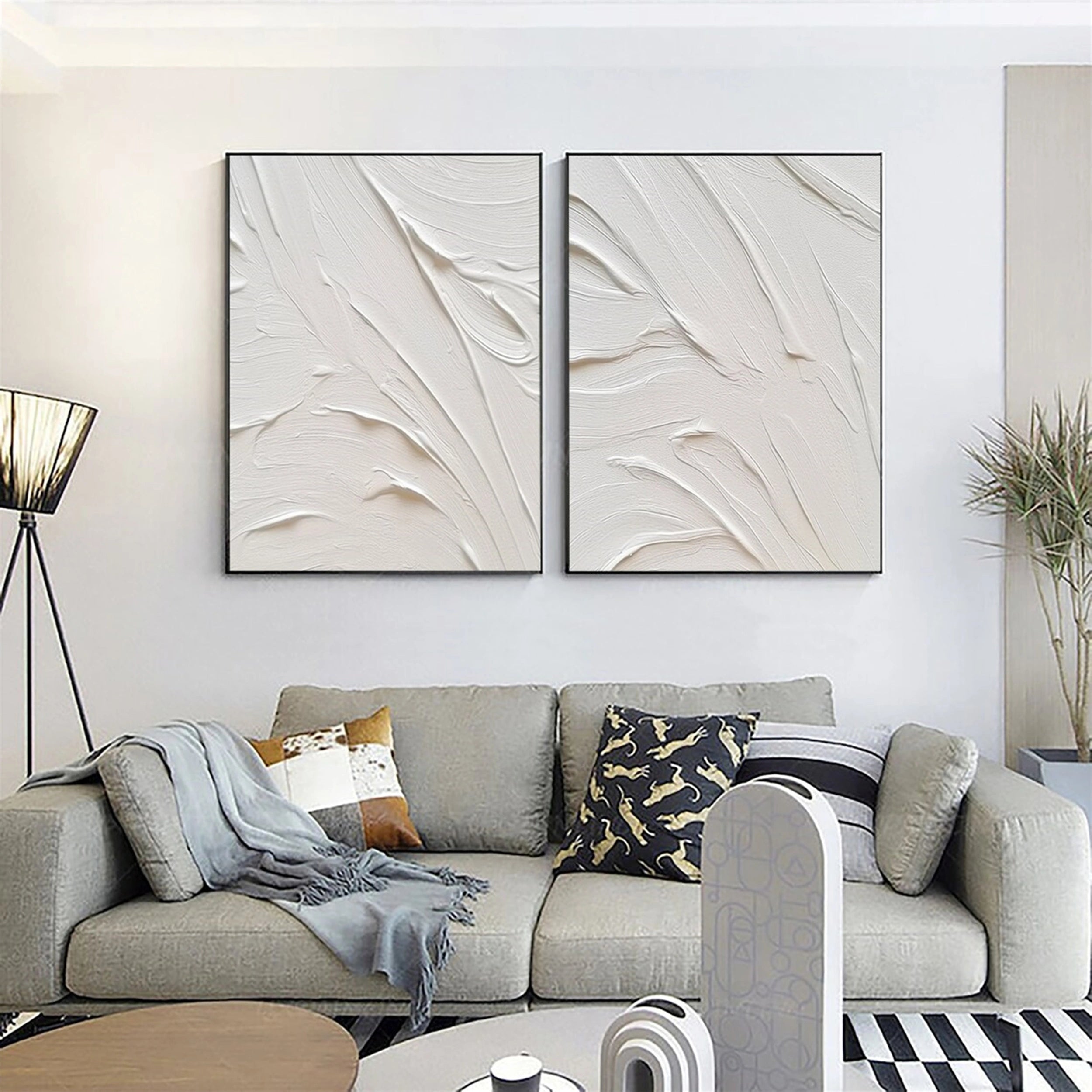 Plaster Art Minimalist Textured Paintings Set of 2 #MM130