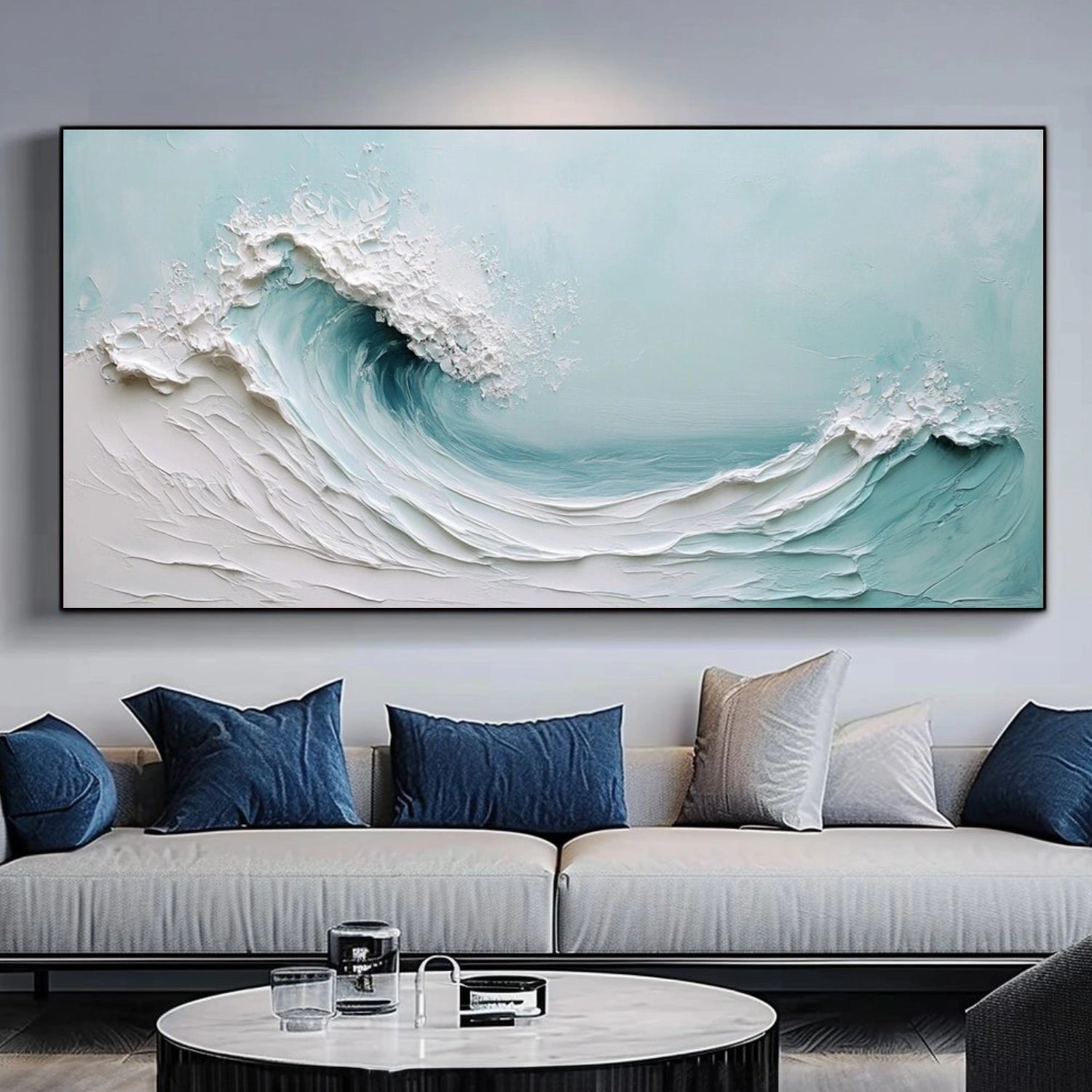 Ocean And Sky Abstract Textured Canvas Art #OS 332