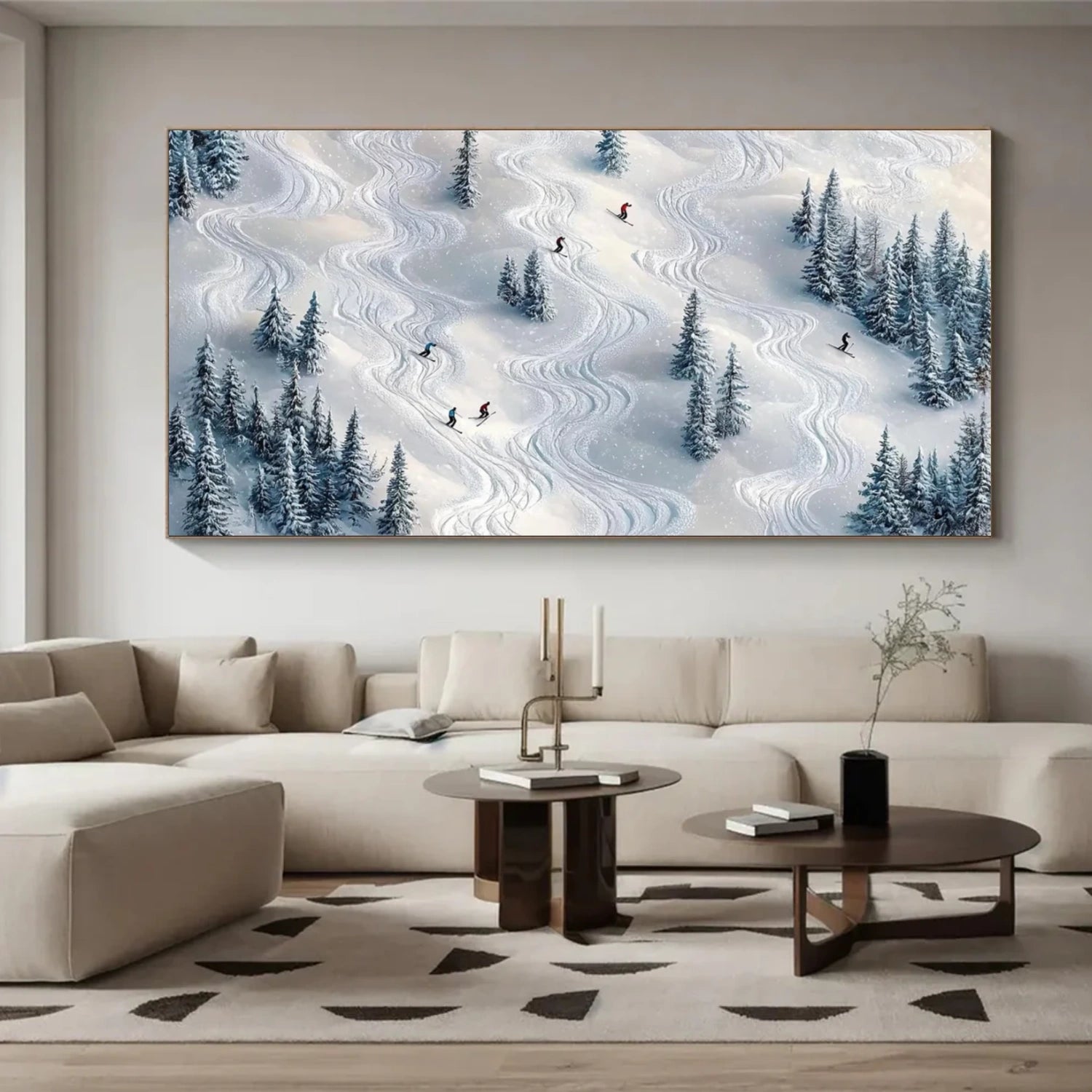 Skiing Sport Art Textured Painting Canvas # SA058